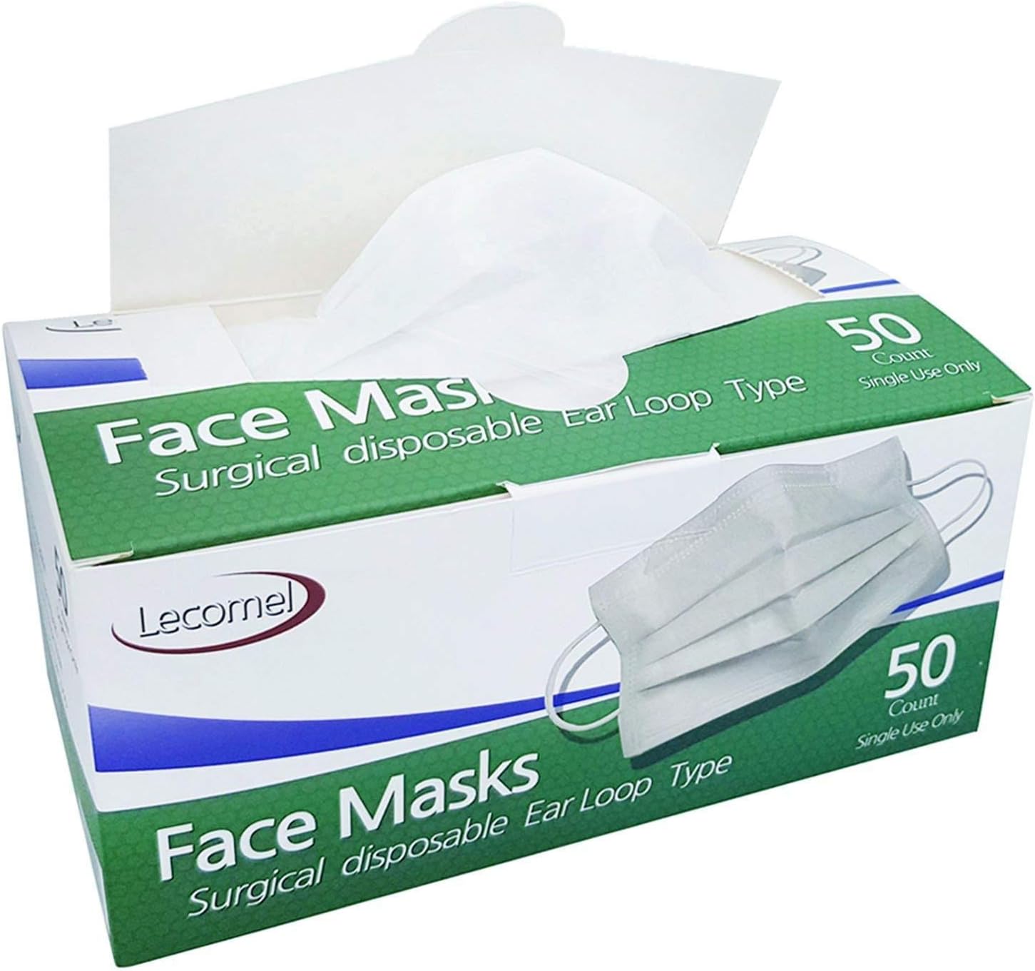 Disposable Face Mask 50 Pcs Box 3Ply Earloop Medical Dental Surgical