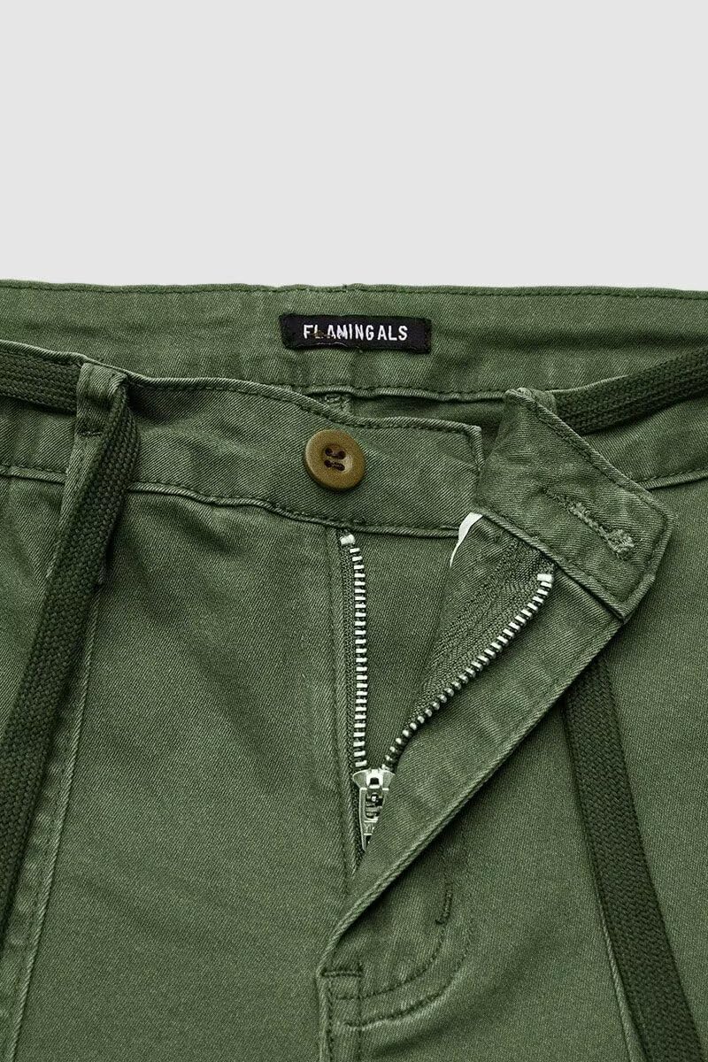 Flamingals Straight Leg Mid Waist Drawstring Stitch Detail Capri Pants for Women - Image 5