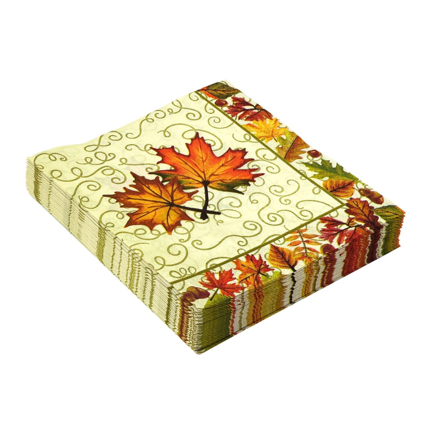 Servilletas Papel Hoja De Arce Verde Desechables Servilletas Decoupage Cocktail Cumpleaños 2 Capas Toilet Papel Higienico Decoración de Mesa para Bodas,Fiesta en el Jardín 30 Paquetes(33x33cm）