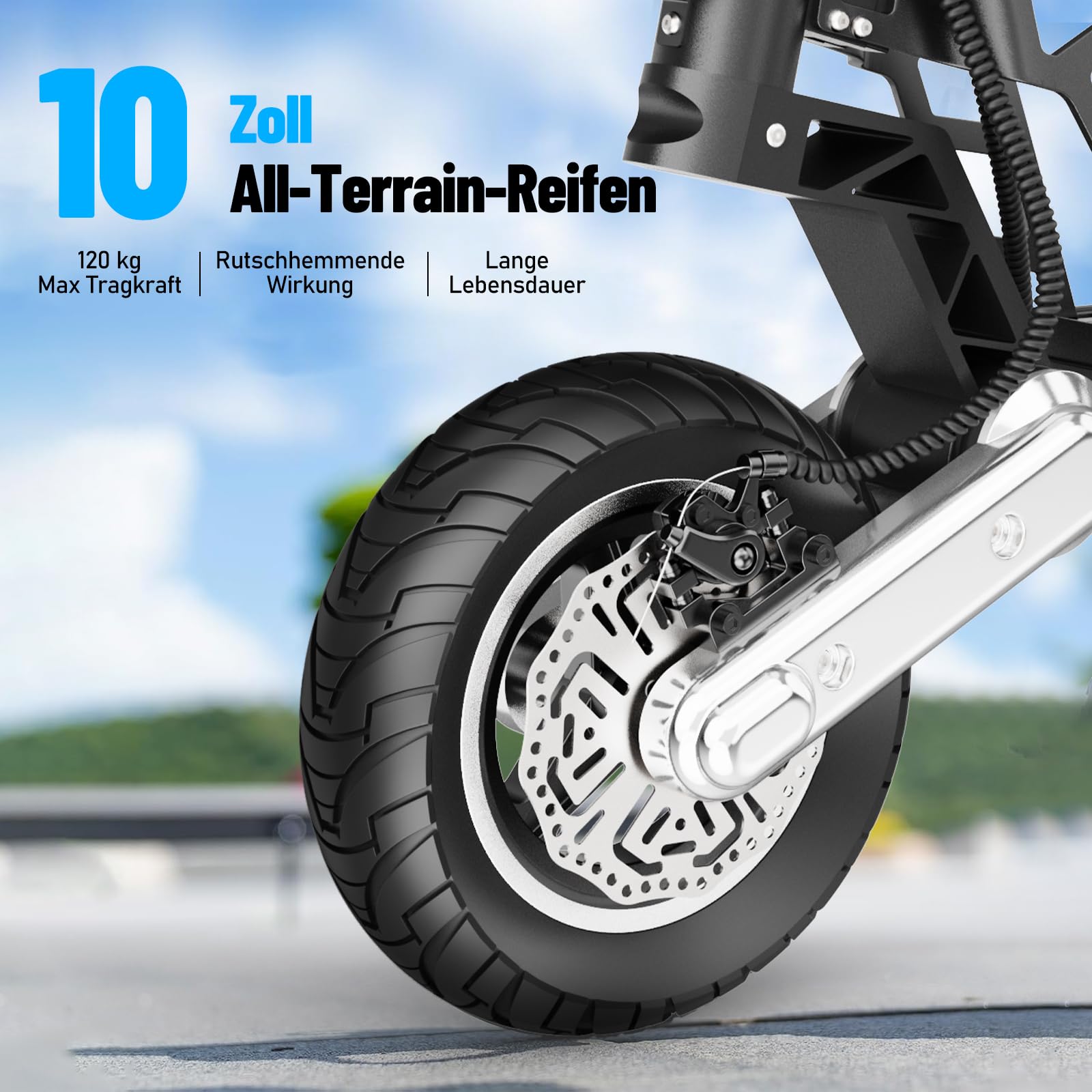 TODIMART E Scooter mit Straßenzulassungs, Reichweite bis zu 65-85 km, Maximale Belastung 150KG Offroad-Reifen 10 Zoll Faltbarer tragbarer Elektroroller-G2 ABE/X5S(Doppelmotoren)