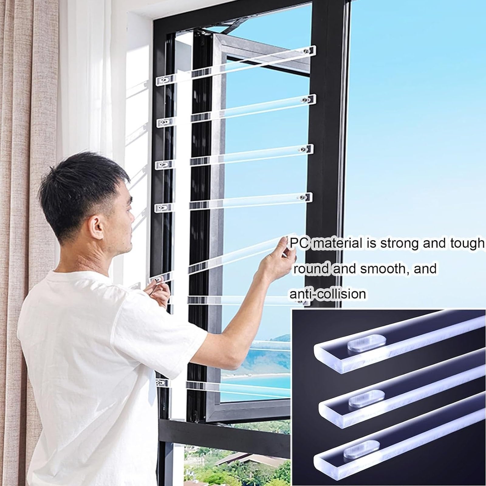 Barandilla De Red De Seguridad For Ventanas | Installazione Orizzontale/verticale, Spaziatura Regolabile, Capacità Di Carico Di 80 Kg, For Camera Da Letto(8 Pack,45cm)
