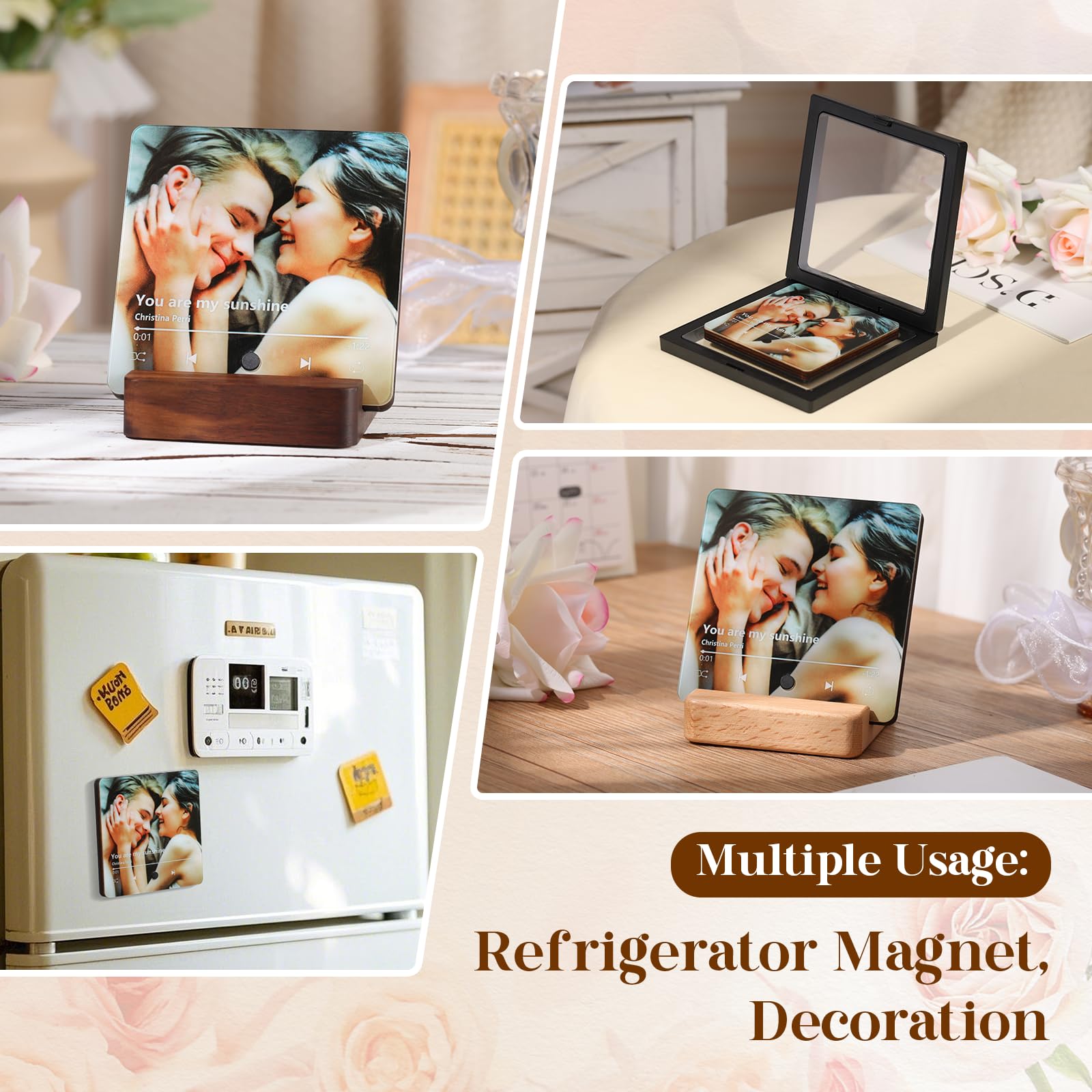 Cadeau Personnalisé Photo Aimant Frigo Personnalisable Avec Photo Et Musique - Magnet Rétro Et Décoratif | Cadeau Saint-Valentin Original Cadeau Personnalisé Saint Valentin