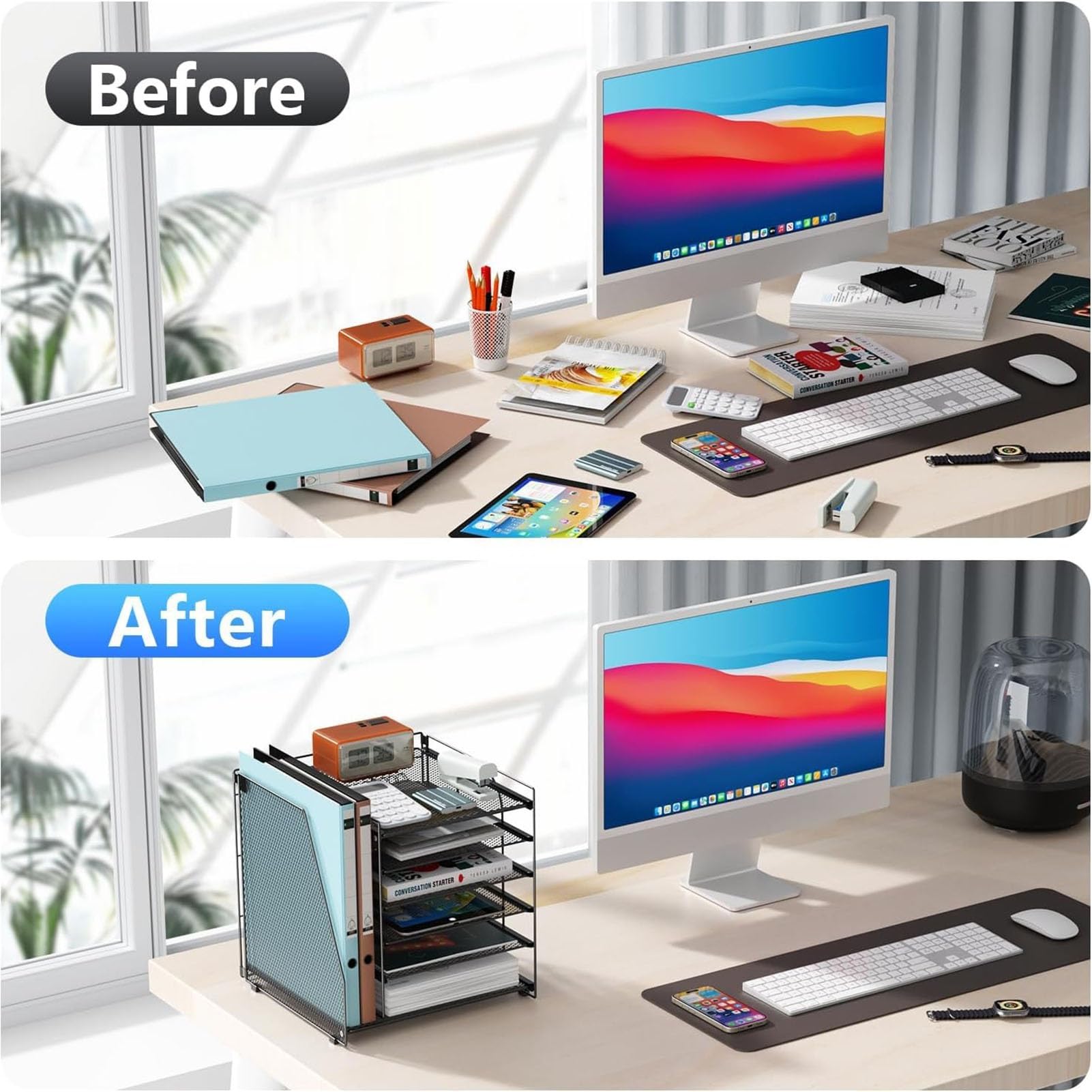 Organizer Portadocumenti Da Scrivania A 4/5 Ripiani, Organizer Per Cancelleria, Lettere, Riviste, Libri E Documenti, Per Ufficio Domestico, Materiale Per Insegnanti E Accessori(White,32*31*32cm)