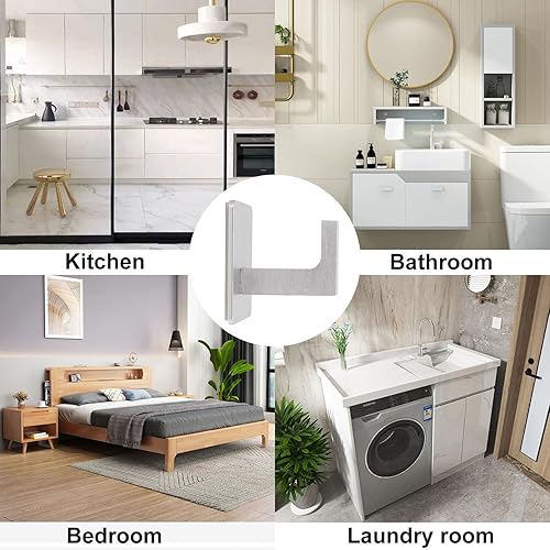 Miniatura 6 de Vanloory Ganchos para toallas de baño, paquete de 6 ganchos cuadrados autoadhesivos para abrigos, gancho resistente para bata sin perforaciones,