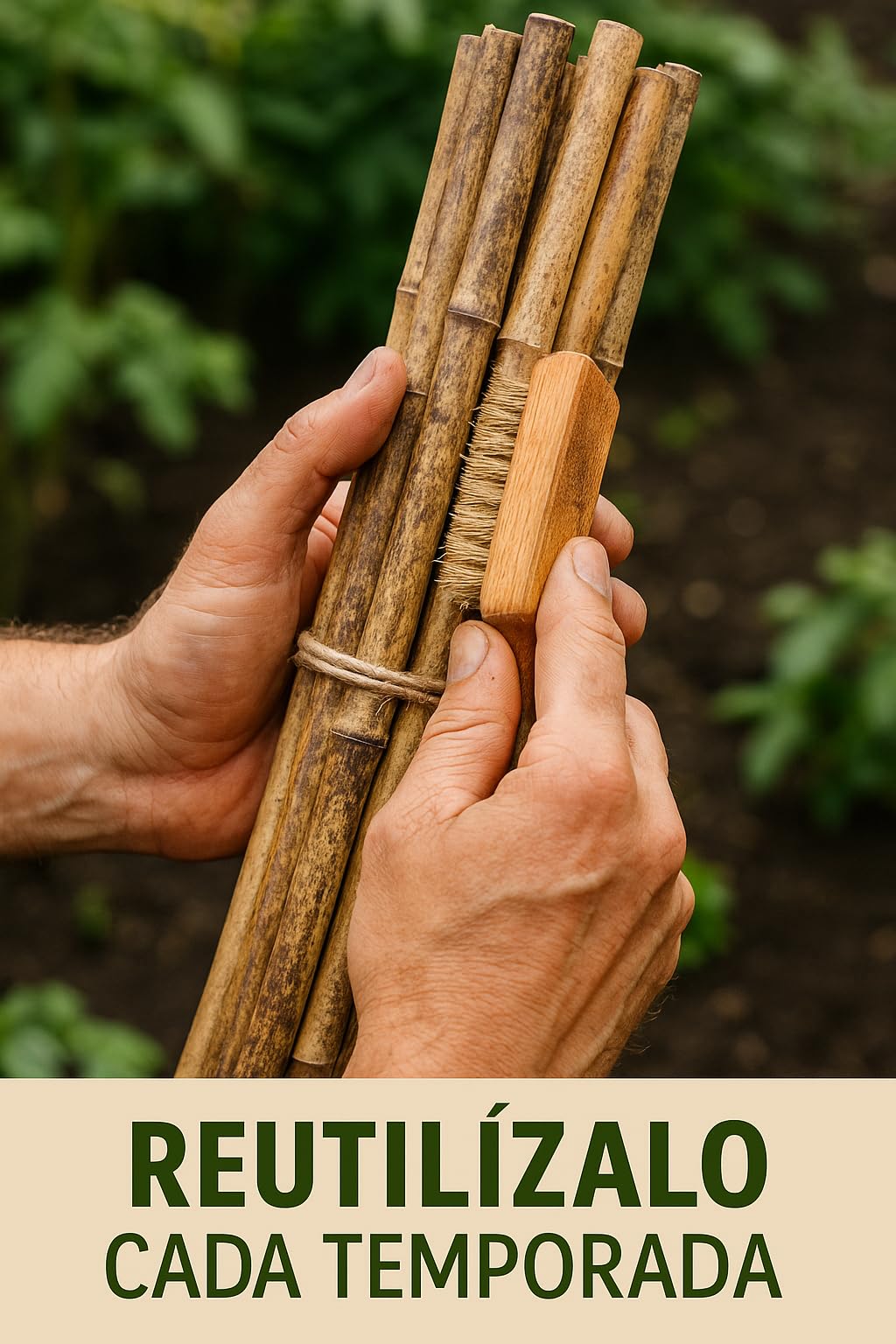 50 Tutores de Bambú 120 cm Ø 10/12 mm | Estacas de Jardín y Cañas para Huerto | Soportes Resistentes para Macetas, Flores y Cultivos | Color Natural | Eco-Friendly