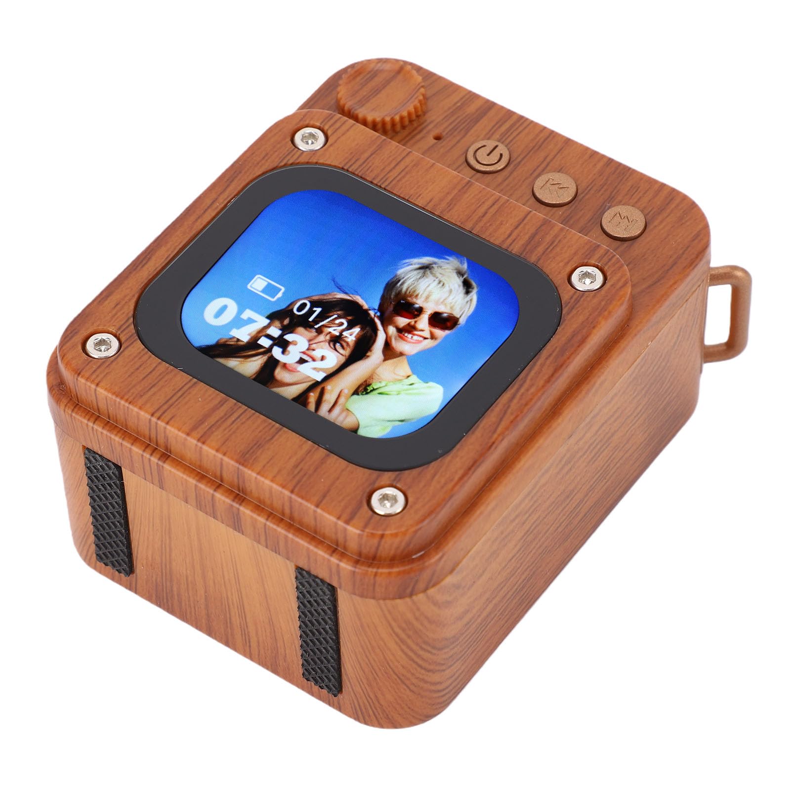 Fockety Casse Bluetooth Portatile con Schermo Touch 2.0, Altoparlante Senza Fili con Album, Sveglia, Timer, Meteo, Termometro, per Casa, Viaggi, Campeggio, Escursioni, Ciclismo (Con scheda di