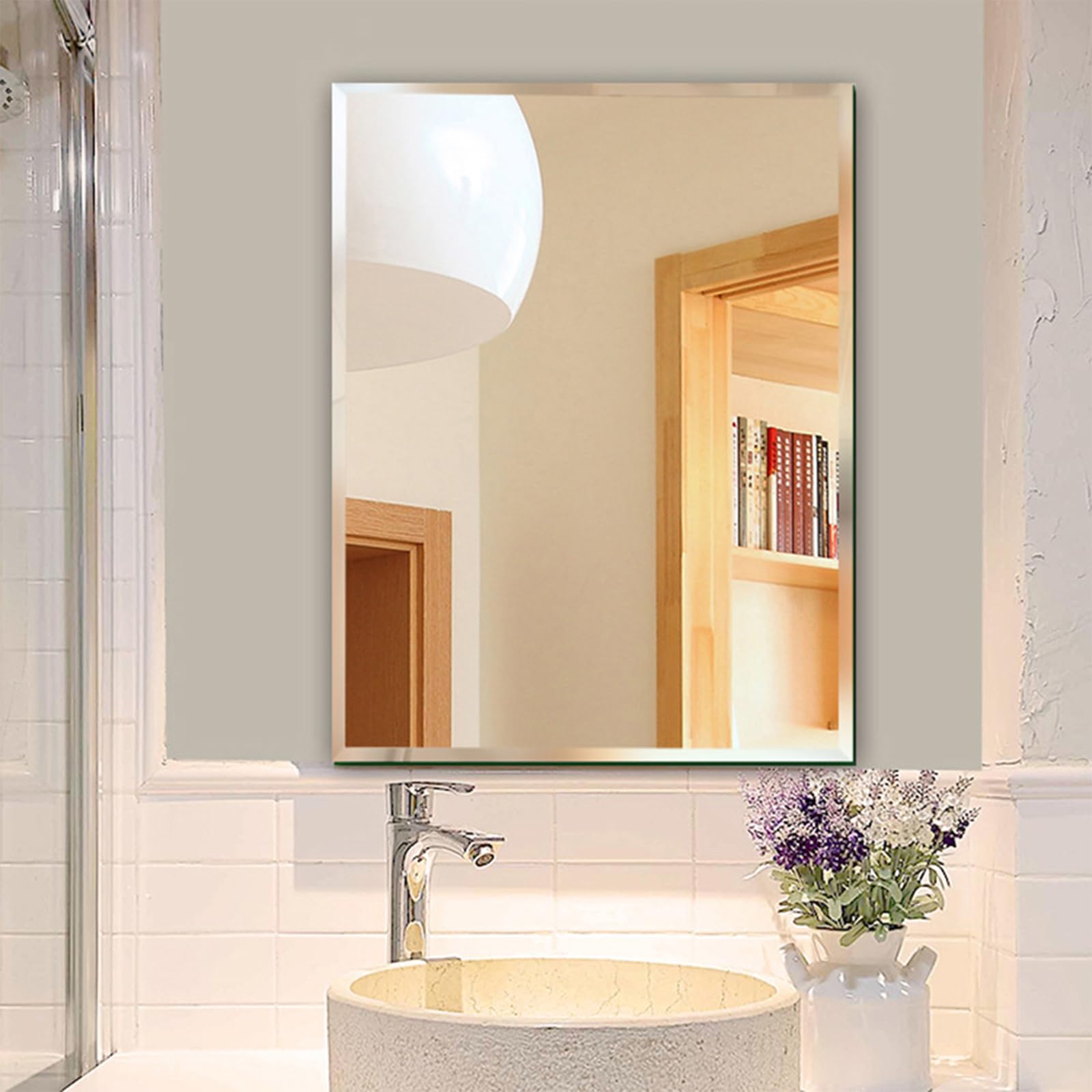 Warmiehomy 40x60cm Frameless Self Adhesive Bathroom Wall Mirror