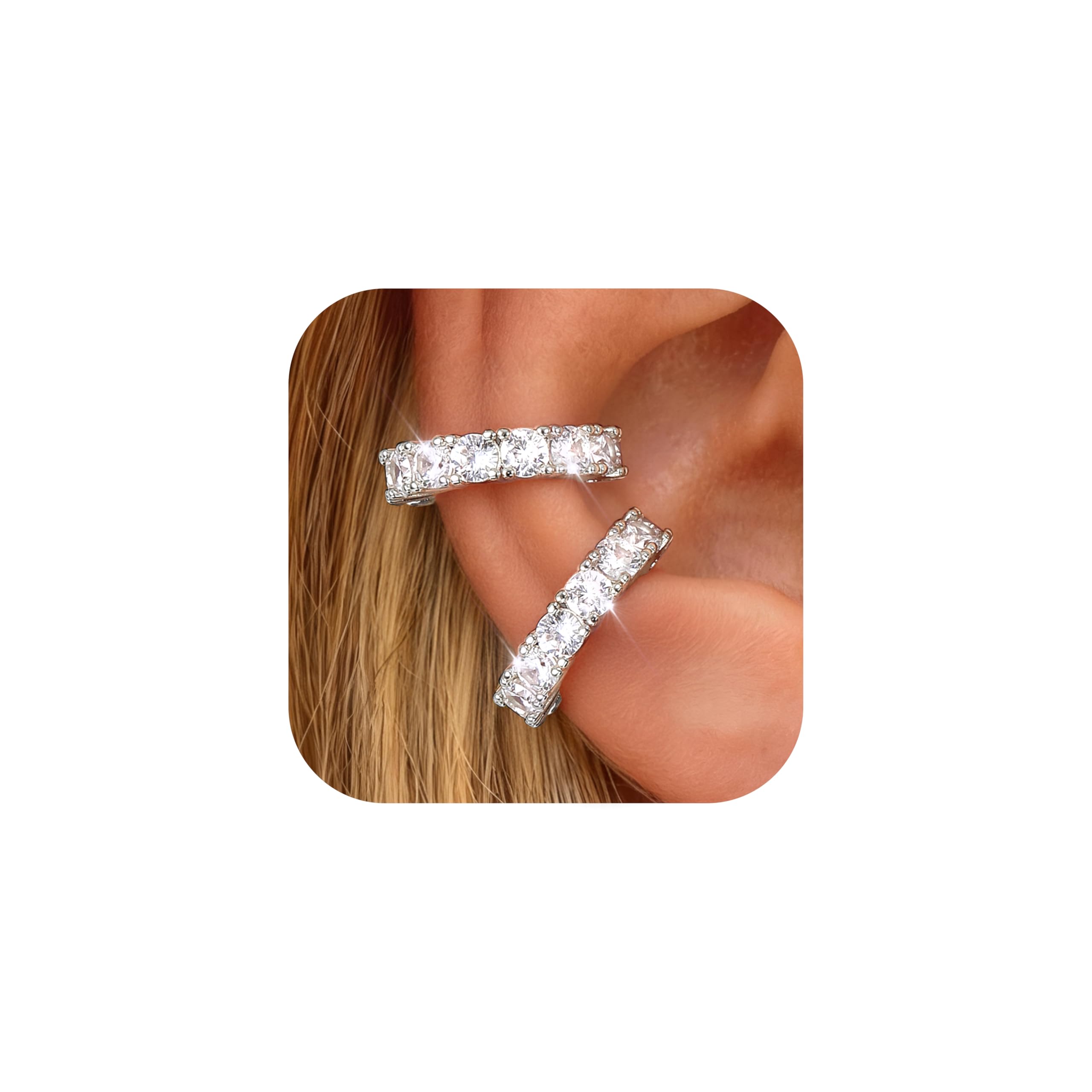 Morfetto Ear Cuff Pendientes Oreja Sin Agujero - Ajustable Earcuffs Mujer Pendientes Clip Sin Agujero,HipoalergéNicos Ear Cuff Plata/Dorado Piercing Oreja Helix Falsos Earcuff Con Caja De Regalo