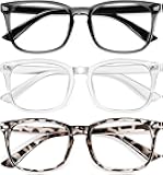 Okany Blue Light Glasses for Kids 3 Pack Blue Light Blocking Glasses for Girls Boys Computer Gaming Screen Glasses, Anti Glare Eyestrain Teen Fashion Glasses Age 3-10 (Grey Black+Transparent+Leopard)