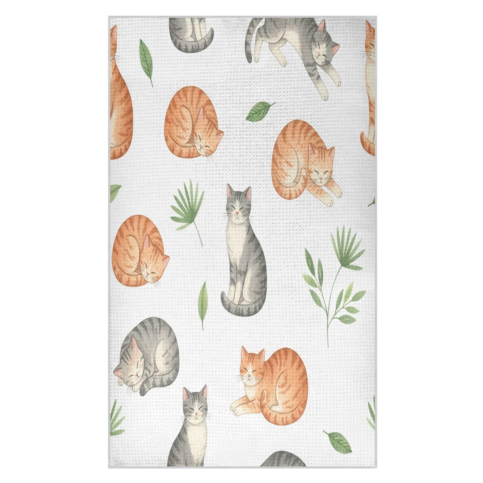 BURSTDDY Cartoon Cat Kitchen Towels,Absorbent Dish Towels 1 Pack