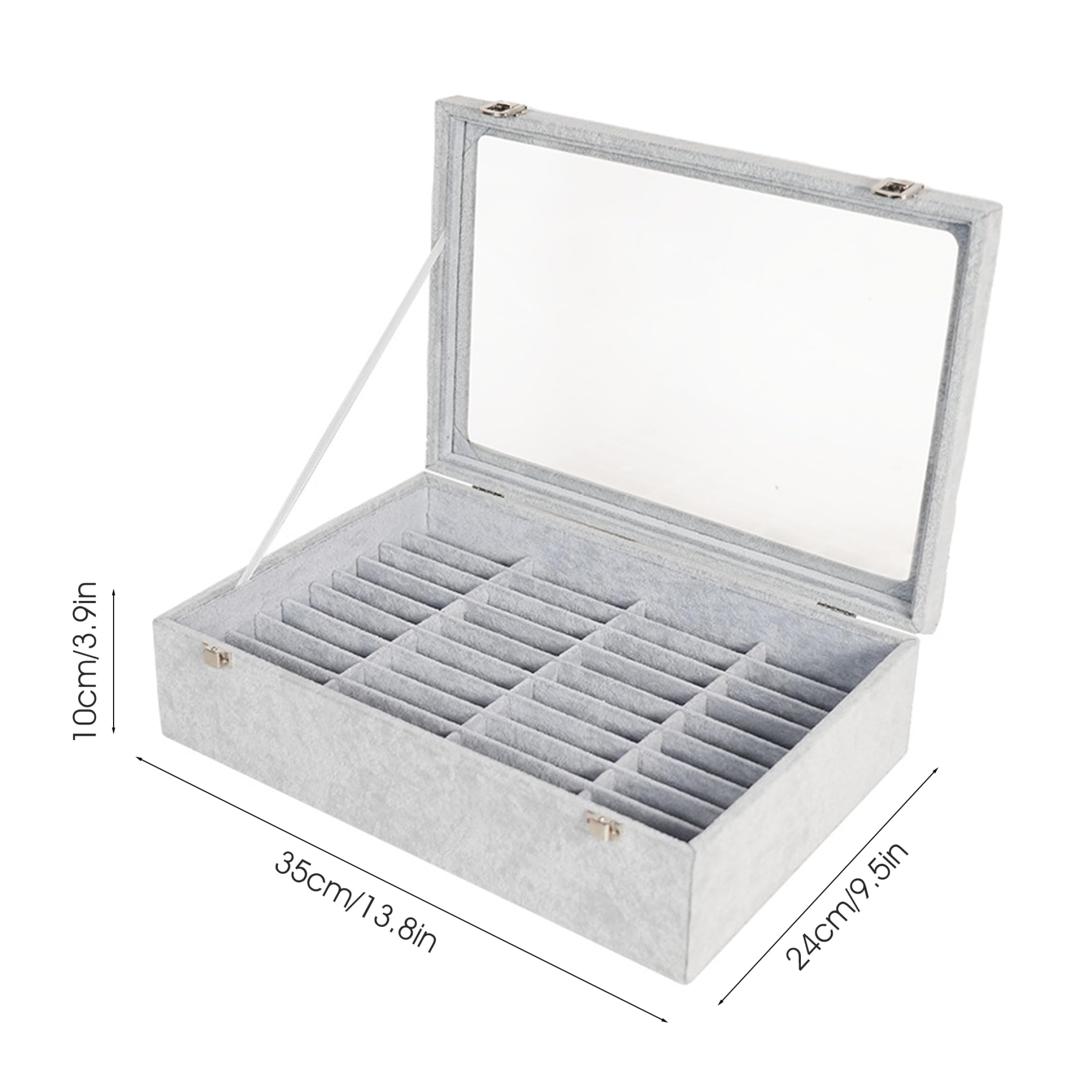 Organizador de caja para brazaletes Organizador de brazaletes con forro de terciopelo de 40 ranuras, gris plateado