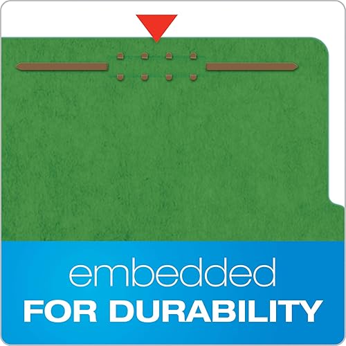 Miniatura 3 de Pendaflex Carpetas de clasificación, estándar, 2 divisores, sujetadores integrados, pestaña de corte 25, verde oscuro, legal, 10BX (29033)