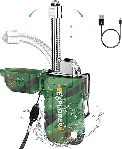 Encendedores eléctricos, encendedor de cuello flexible mejorado USB-C recargable 360, IP56 a prueba de polvo e impermeable para velas, aromaterapia,