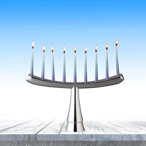 Miniatura 6 de nambe Menorah - Menorá de Hannukah de 12.5 x 7.5 pulgadas | Hecho de aleación nambe | Menorá decorativa para Janucá | Capacidad para las 9 velas