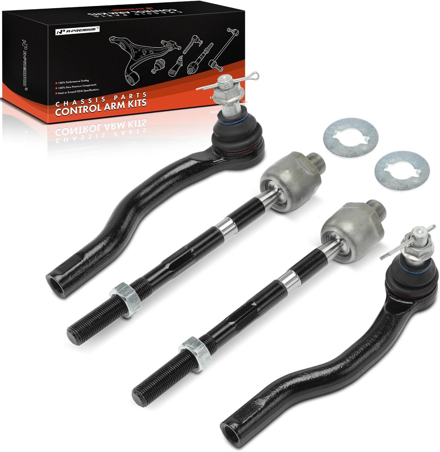 A-Premium Set of 4, Front Inner & Outer Tie Rod End Kit, Compatible with Nissan Titan 2004-2015, Pathfinder Armada 2004, Armada 2005-2019, Infiniti QX80 2014-2019, QX56 2004-2013