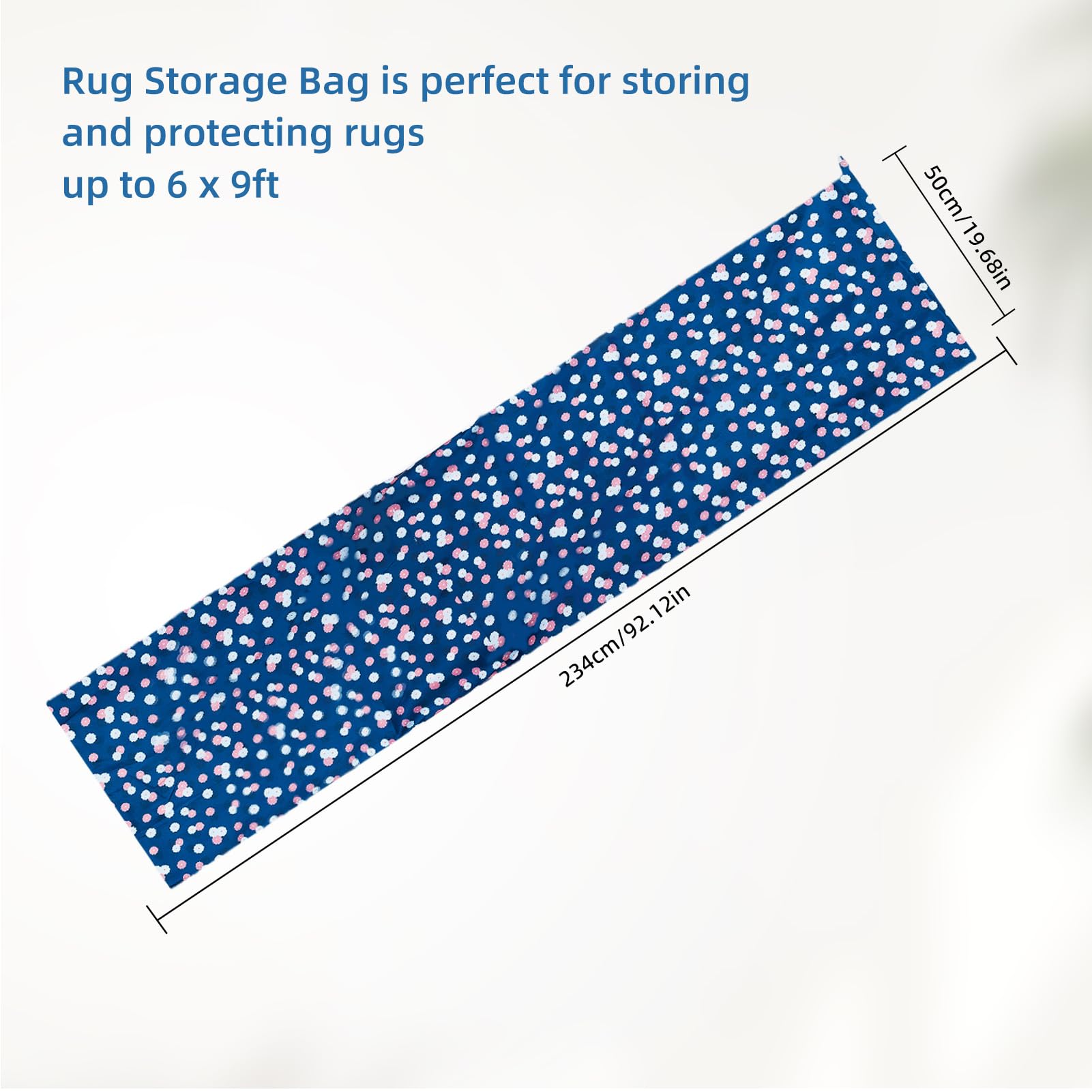 2sac de Rangement Géant en Tissu Oxford à Fleurs de 20 x 92cm Pochette de Rangement Anti Poussière pour Tapis avec Cordon de Serrage Sac de Déménagement pour Tapis Roulés pour L'Emballage