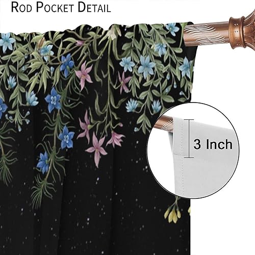 Miniatura 420 de Retro 70s Floral Blackout Window Curtains, Watercolor Flower Plant Rustic Modern Style Pattern Window Drapes, for Bedroom Living Room 42x45in 2