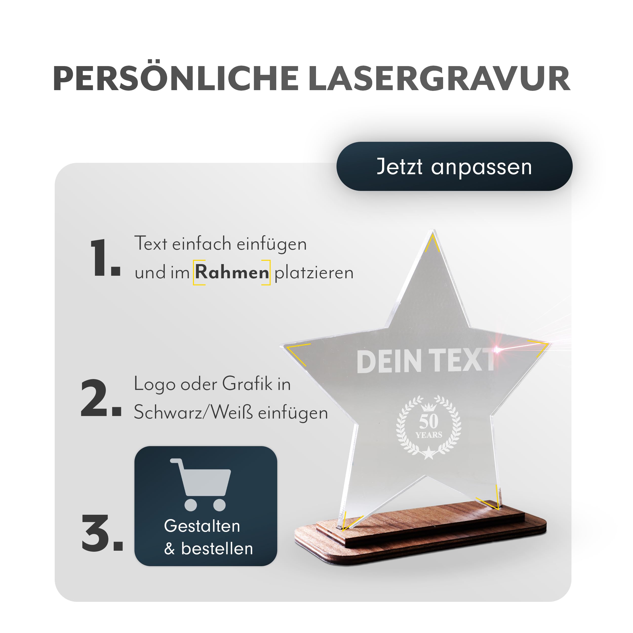 Pila Stone Firmenjubiläum - Exklusiver Award aus kristallklarem Acrylglas – Individuell & Persönlich - personalisier und anpassbar - 10 mm Acrylglas
