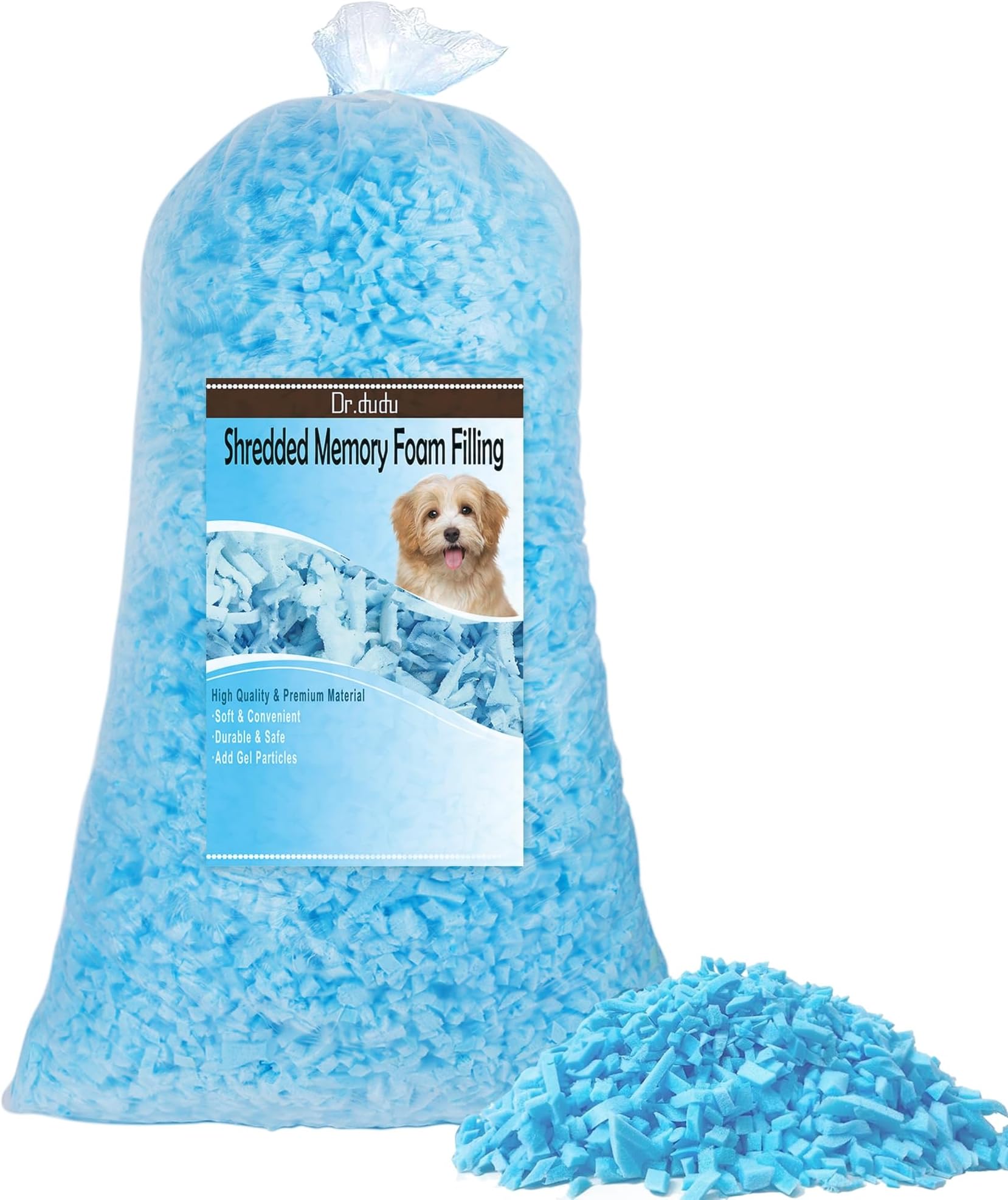 DR.DUDU 2.5lbs Bean Bag Filler Foam, Shredded Gel Memory Foam Filling, Premium Soft and Comfortable Pillow Stuffing Foam for Couch Cushion Dog Bed Chair Arts Crafts Stuffed Animal