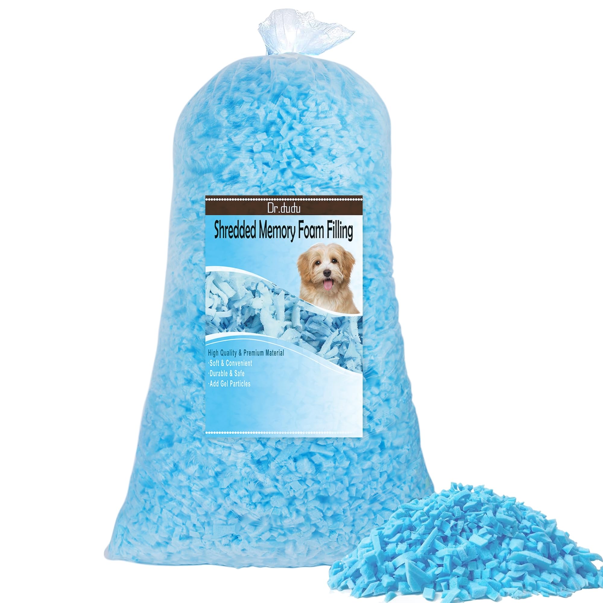 DR.DUDU 2.5lbs Bean Bag Filler Foam, Shredded Gel Memory Foam Filling, Premium Soft and Comfortable Pillow Stuffing Foam for Couch Cushion Dog Bed Chair Arts Crafts Stuffed Animal