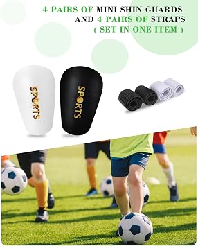 Mini Shin Guards Soccer Kids Age 4-6 with Straps Protective Gear | 4 Pairs Ultra Light Tiny Protective Equipment,Impact Resistant Calf Protective Gear Shin Pads for Toddler Youth Players