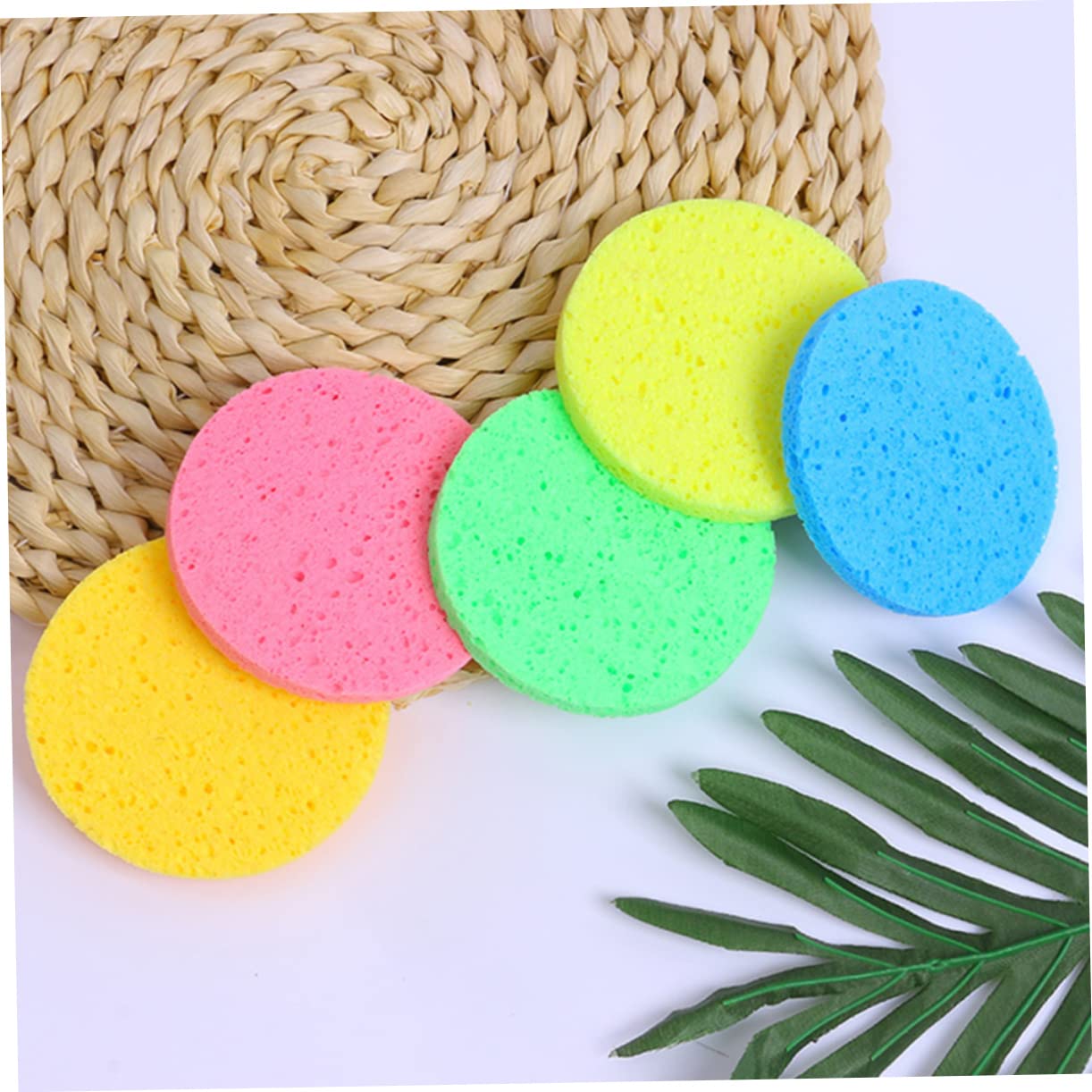 POPETPOP 150pezzi Spugnette Struccanti Cellulosa Confezione Da Rotonde e Colorate Per Rimozione Makeup e Pulizia Viso Morbide e Riutilizzabili