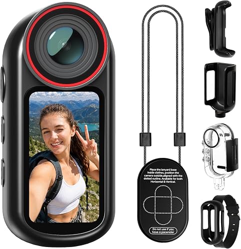 4K Mini Body Camera 1.5″ Screen with EIS Action Camera for Vlogging | 1oz Weight,16:9 Auto Rotation,Anti-Shake,Strong Magnetic,for Helmet/Chest