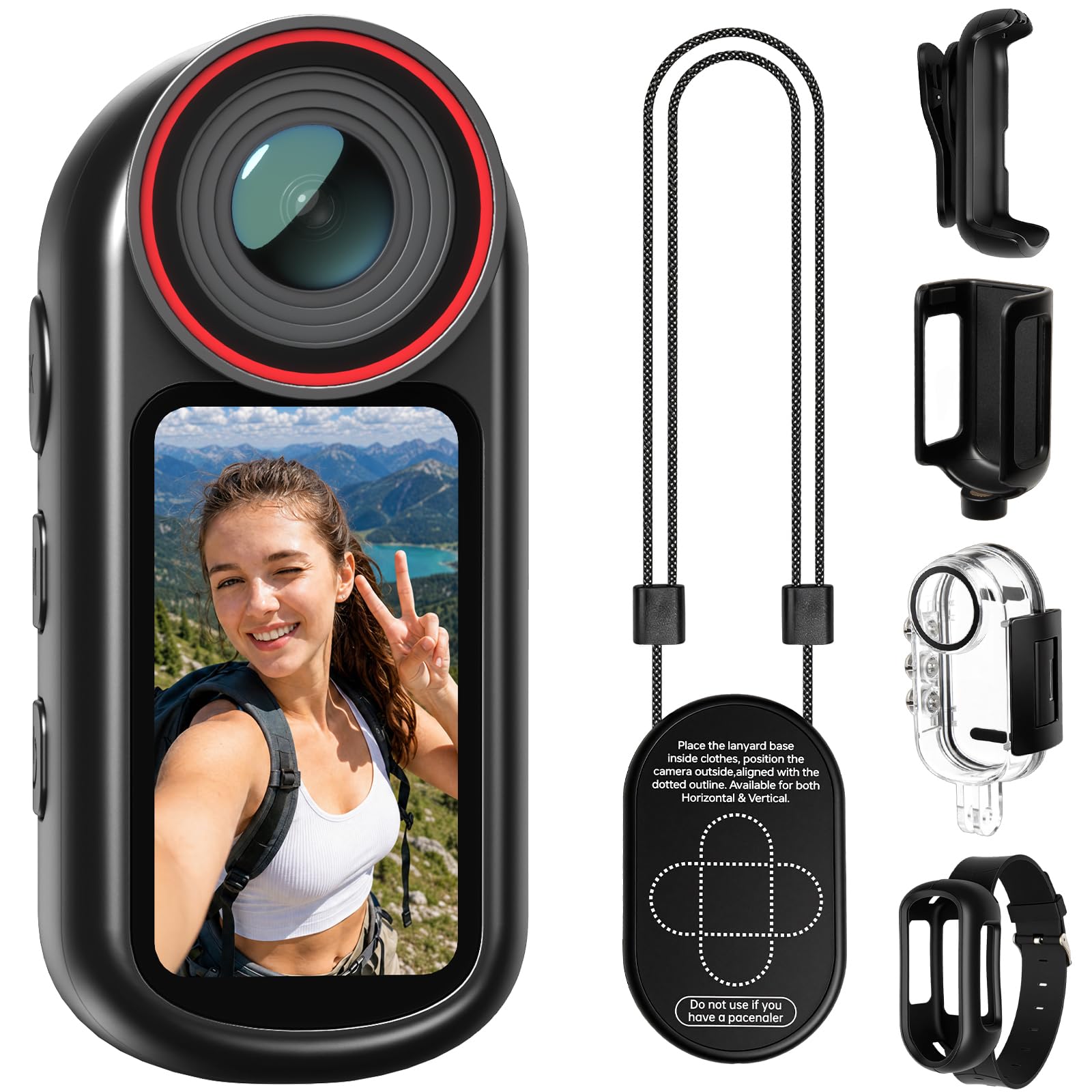 4K Mini Body Cam mit 1,5-Zoll-Display, POV Wearable Action Cam mit EIS & WiFi, Magnetische Daumenkamera, Tragbare Helm-/Brust-/Haustierkamera für Vlogging, Wandern, Radfahren, Skifahren, Motorrad | POV Wearable Action Cam, EIS & WiFi, Magnetische Daumenka