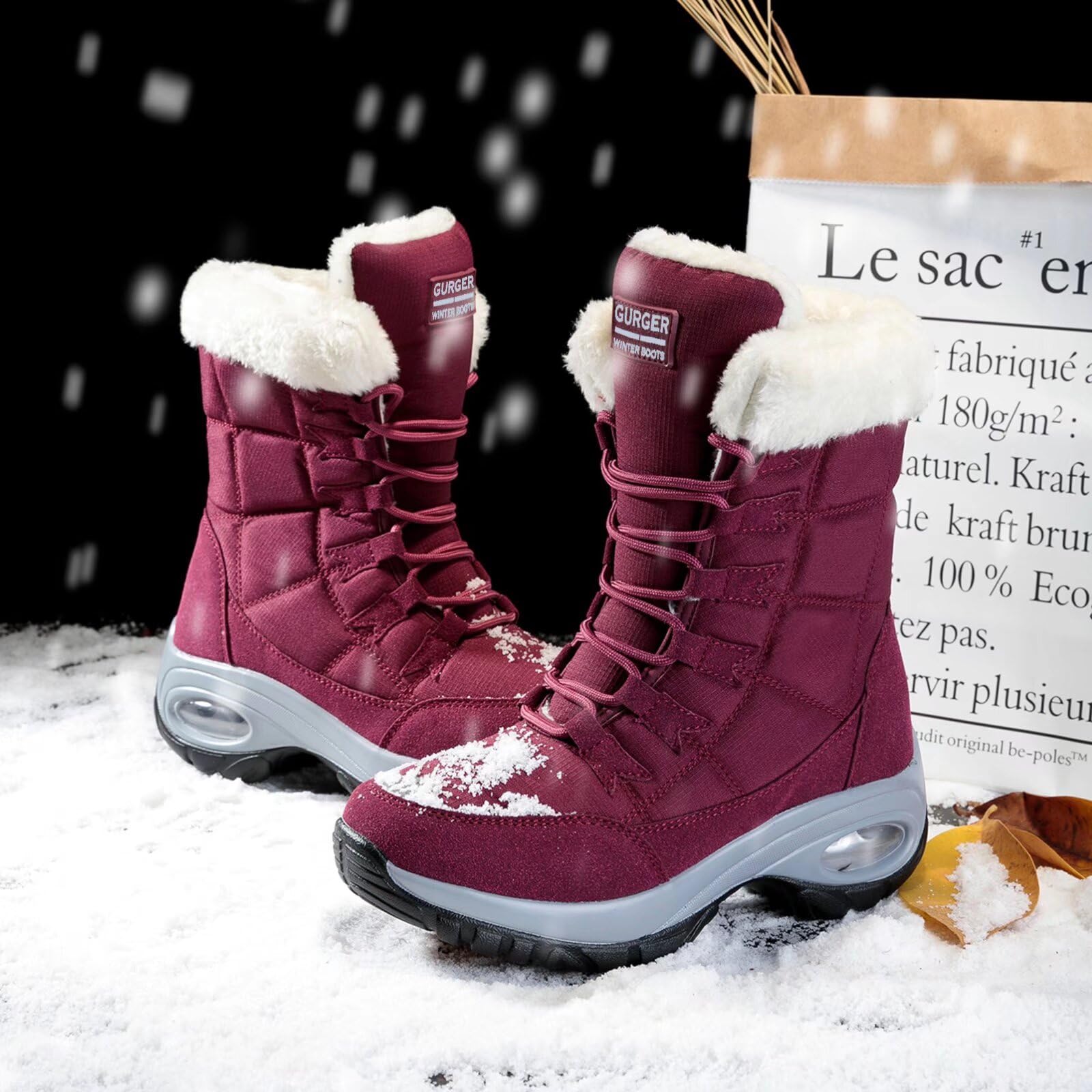 Botas de Invierno Mujer, Impermeable Piel Cálido Forro