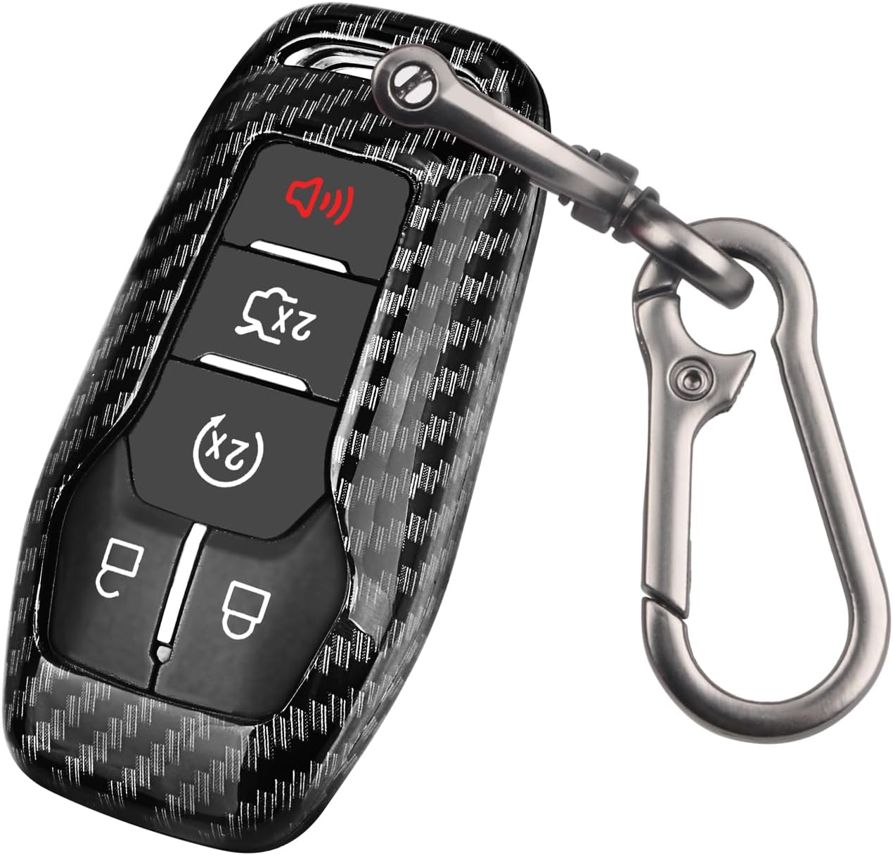 QBUC for Ford Key fob Cover,Carbon Fiber Car Key Case Protector with Keychain Compatible with with Ford Fusion F-150 Edge Explorer Mustang Lincoln MKZ MKC 4/5 Buttons Smart Key