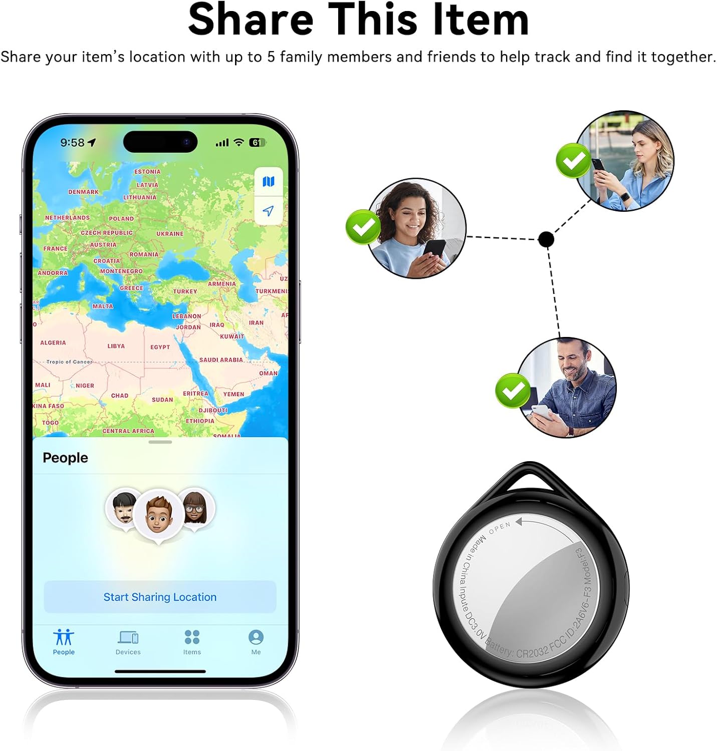 Air Tracker Tags 4 Pack, Bluetooth Tracker & Item Locator Work with Apple Find My (iOS Only), Replaceable Battery, Waterproof Smart Tag for Keys, Wallet, Suitcases - Image 7