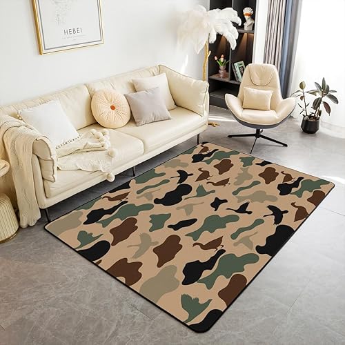 Feelyou Green Camo Area Rug 5x7 Duck Hunter Living Room Rugs for Bedroom,Kids Gi