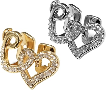 2er Set Herz Grillz Gold & Silber Zahnkappen f r Damen Herren Open Face Herz Zahnschmuck Herausnehmbare Hip Hop Dental Grillz f r Party Halloween Cosplay