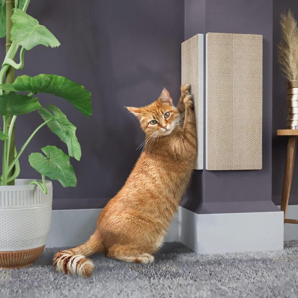 review WAY BASICS 2 Pack Cat Scratcher Wall Mounted Corner Scratch Pad (Free Silvervine Organic Catnip)