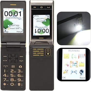 2G Unlocked Flip Cell Phone, 1.3MP Dual Card Dual Standby Dual Screen Display Senior Phone with 3.0 Inch Handwriting Touch Screen, Rear HD Camera Color Fading