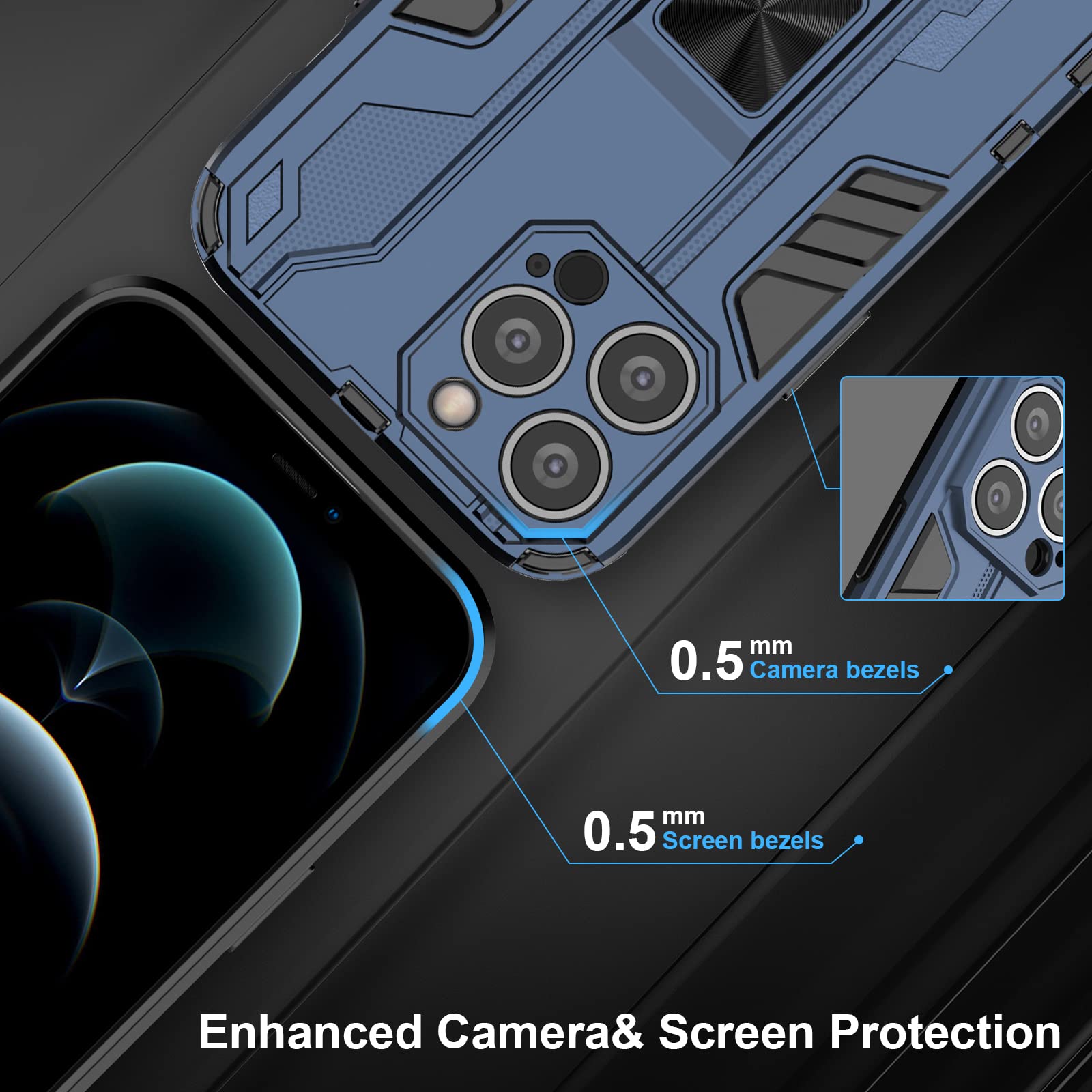 Funda para Xiaomi Redmi Note 15 Pro 5G, Carcasa Antigolpes con Soporte anular metálico, Case Protectora de Grado Militar, Azul — view 736