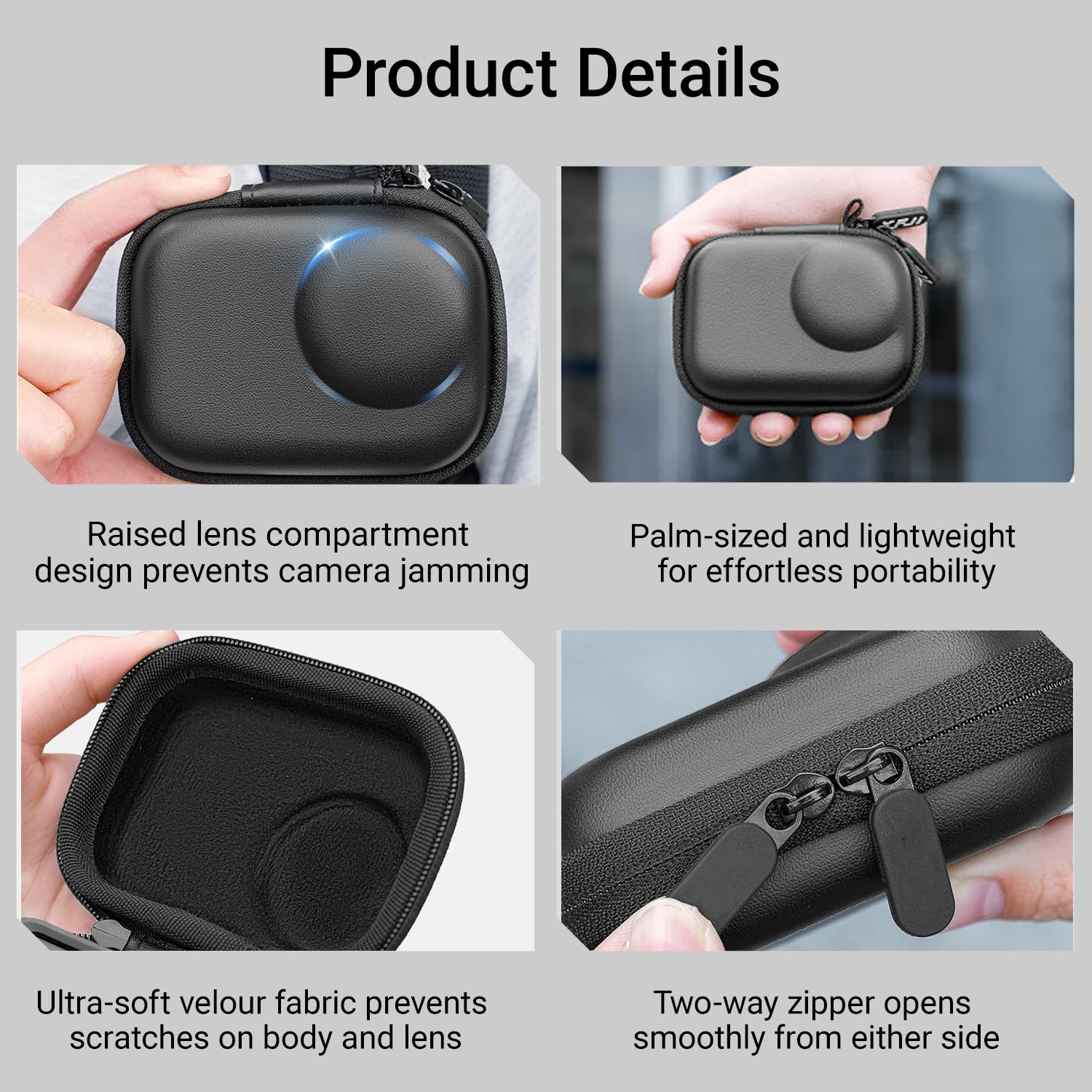 Mini funda de transporte para accesorios DJI OSMO Action 6, bolsa de almacenamiento portátil rígida de poliuretano con protectores de pantalla de lente y tapa de goma para cámara de acción