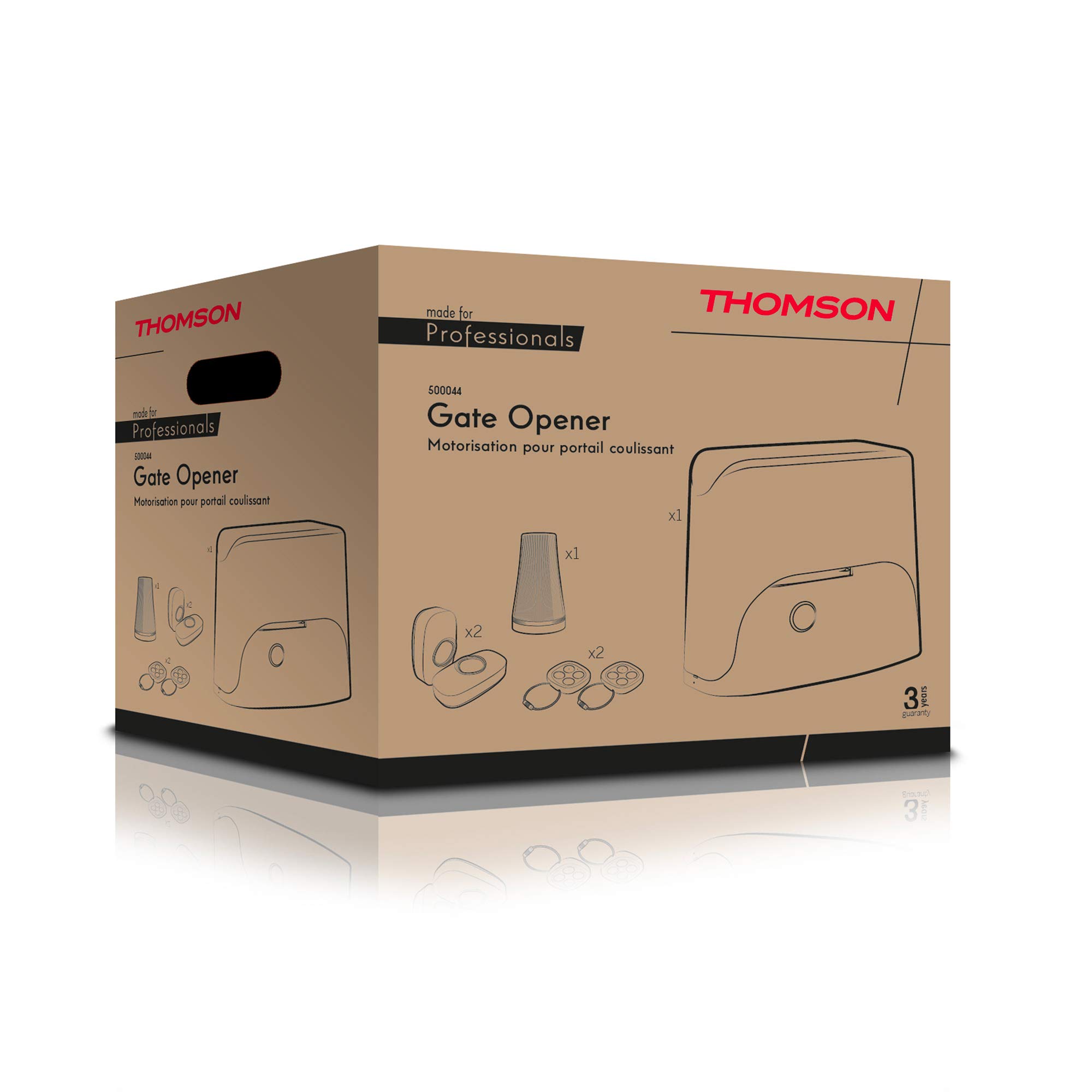 Thomson Motorisation Portail 500044 – Motorisation Portail Battant Et Coulissant avec Télécommandes Arw 868Mhz, Détection D’Obstacle, Encodeur Et Photocellules