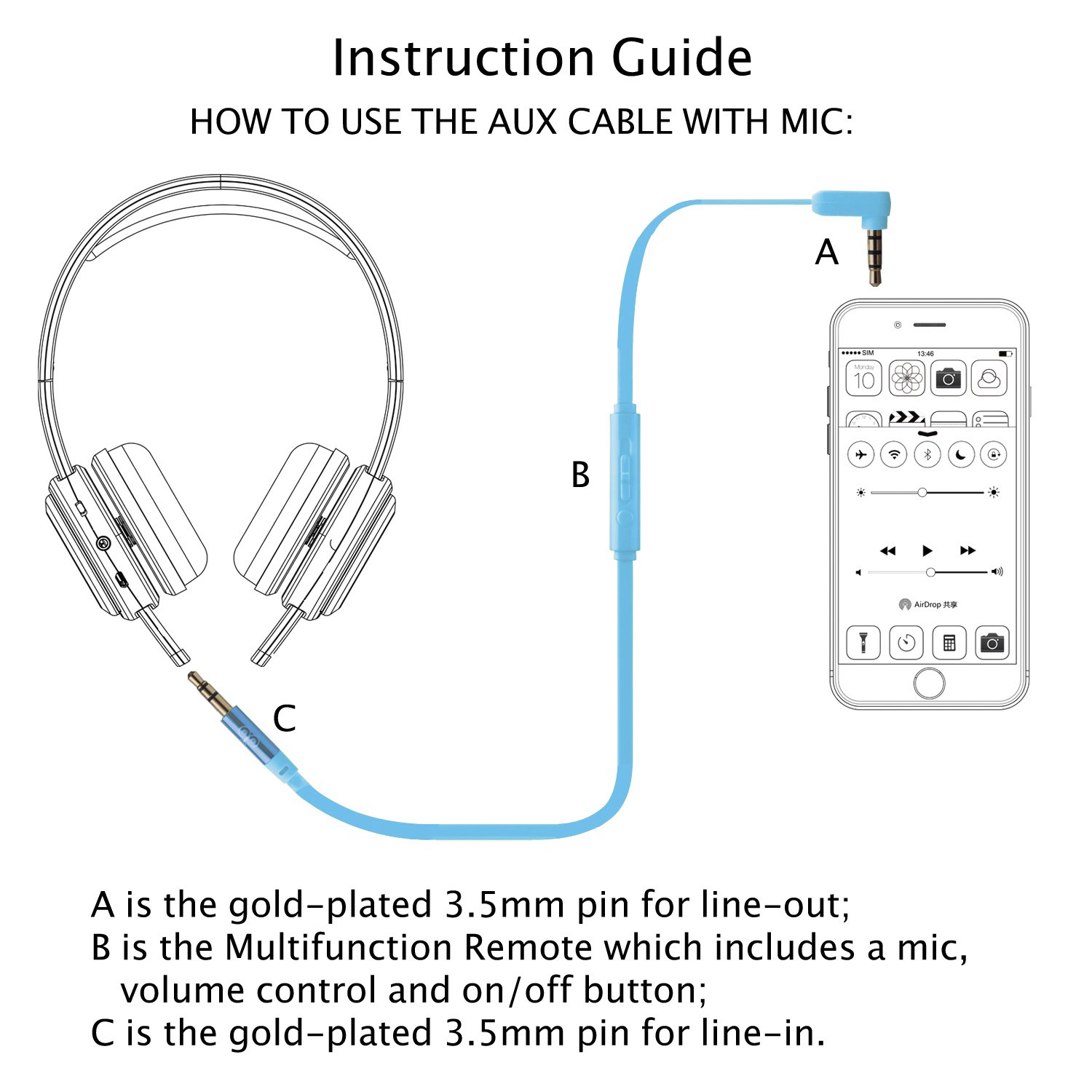 Jabees 3.5mm Aux Audio Cable to Connect 