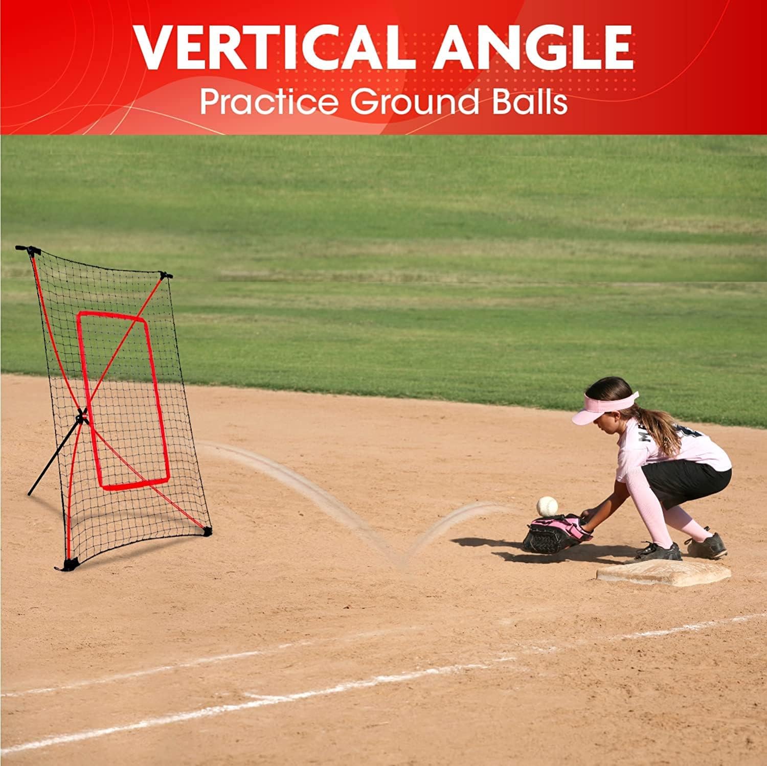 Baseball Kids Training Net - Pitch Back, Fielding Practice, Rebound, Throwing Return Exercise | Youth Sport Gifts, Softball Equipment & Gear, Black, One Size