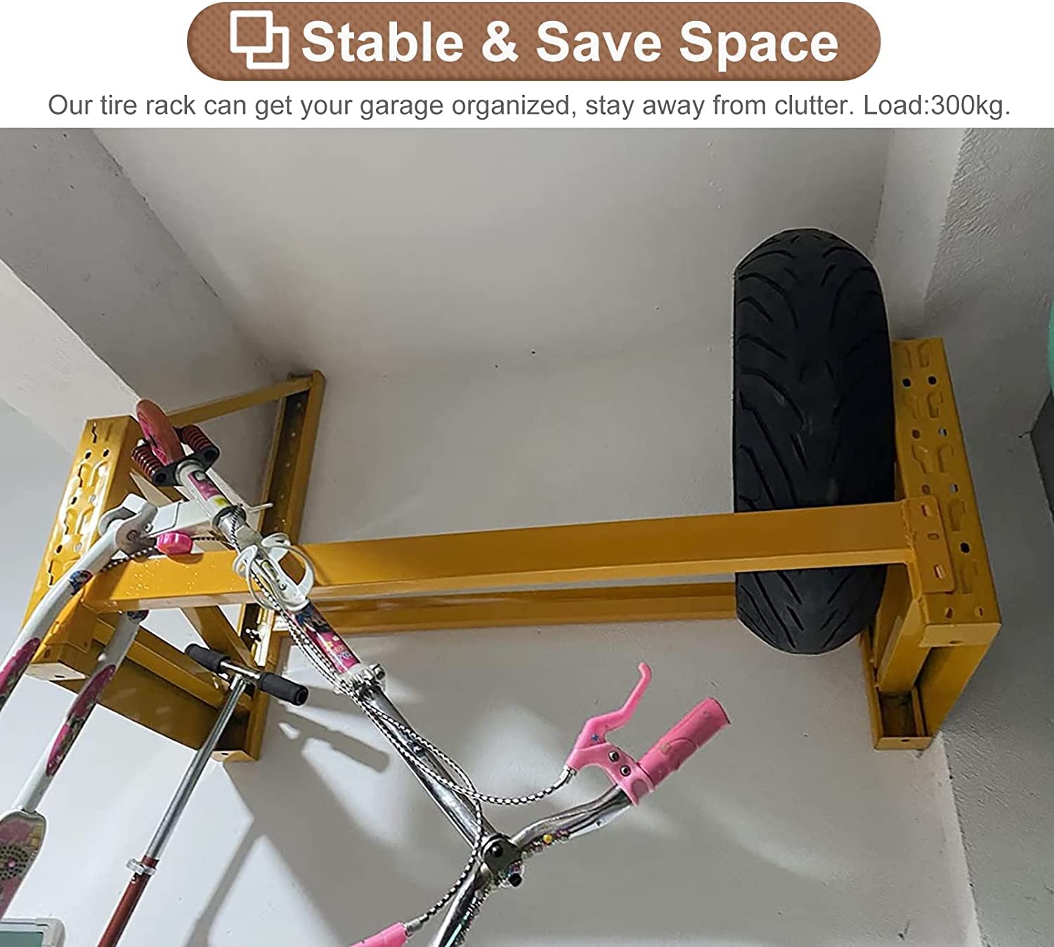 Supporto per Pneumatici da Parete, per Garage, Porta Pneumatici in Metallo, scaffale per Pneumatici Multiuso/scaffalatura da Parete per Garage, scaffale per pne(150cm/59in)
