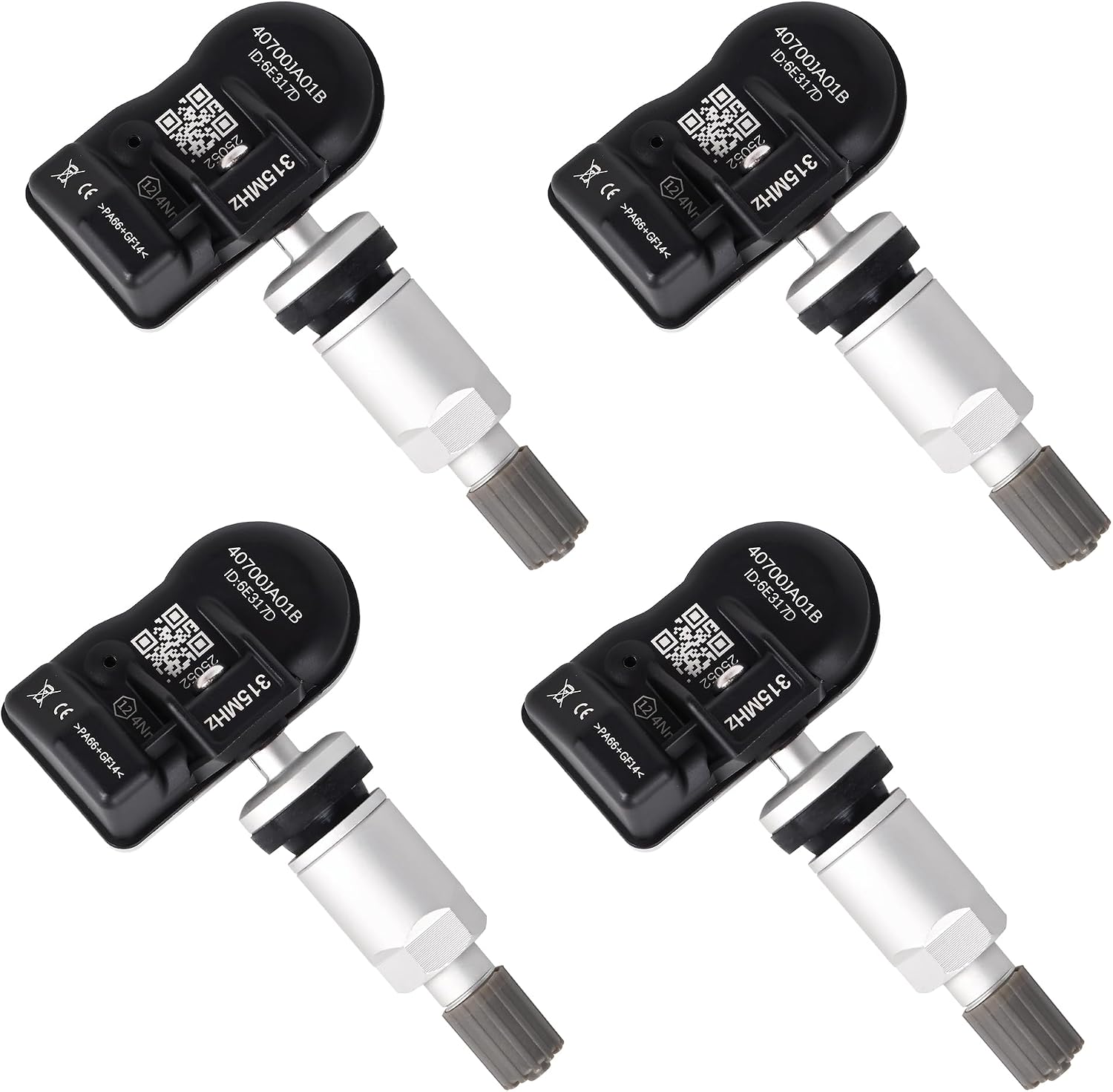 TPMS Sensor Set of 4 Tire Pressure Monitoring Sensor 315MHz Pre-Programmed for Nissan Altima 2007-2011 Rogue Titan Pathfinder Replace# 40700JA01B 40700JA00C 407001AA0D