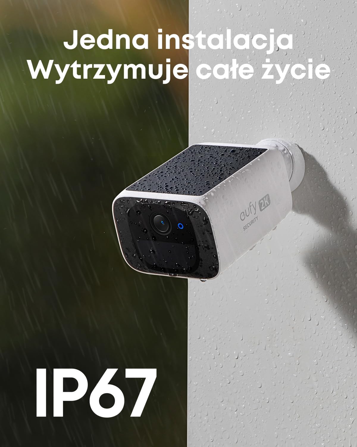 SoloCam S220 eufy Security kamera zewnętrzna bezprzewodowa zasilana energią słoneczną, kamera do ochrony domu o rozdzielczości 2K, Wi-Fi 2,4 GHz, kompatybilna z HomeBase S380 (odnowiona)