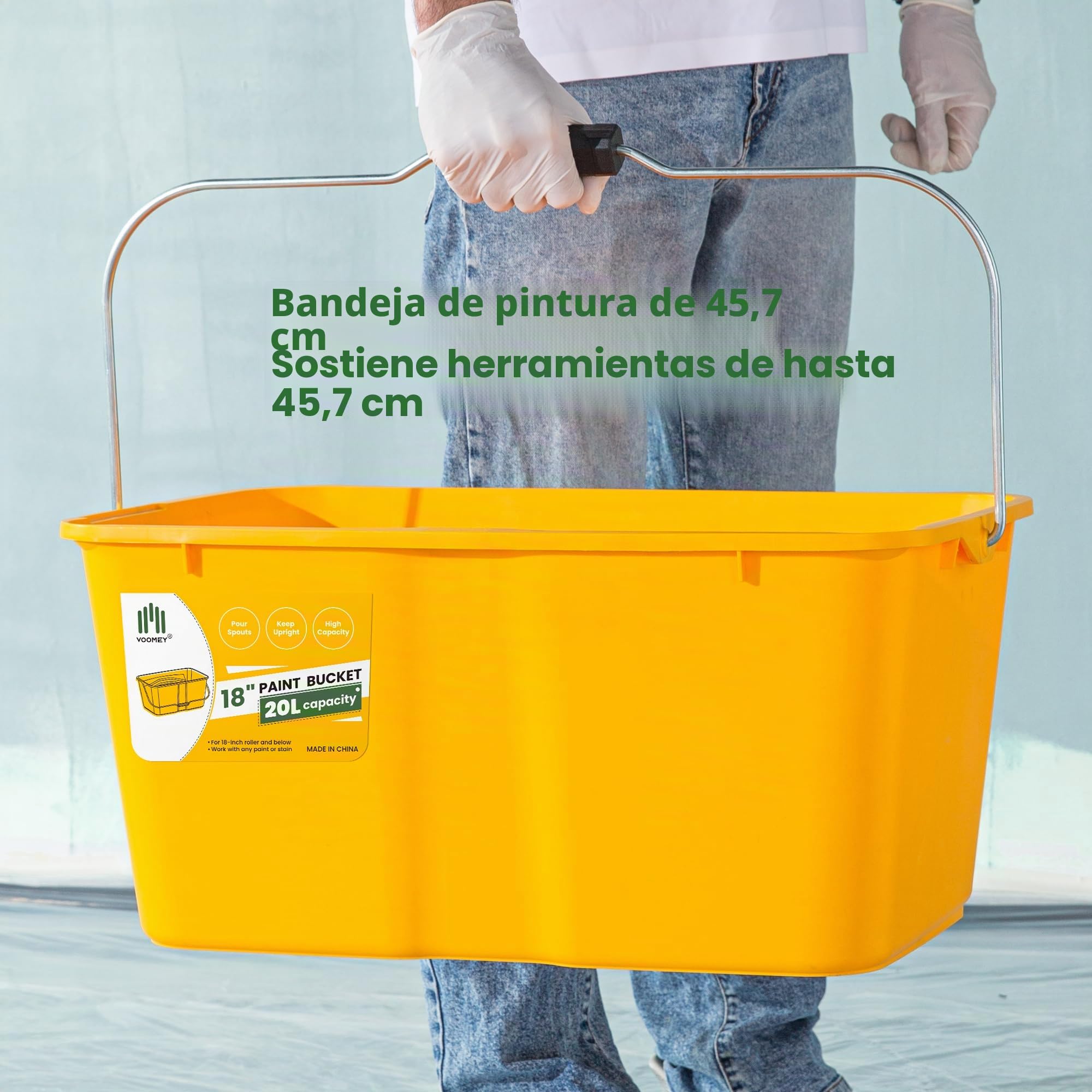 VOOMEY Kit de Rodillo de Pintura de 23 Piezas de 18 Pulgadas, Balde de Pintura de 18", Juego de Rodillos de Pintura Pequeños, Cubiertas de Rodillo de Pintura de Microfibra, Pértiga de Extensión para