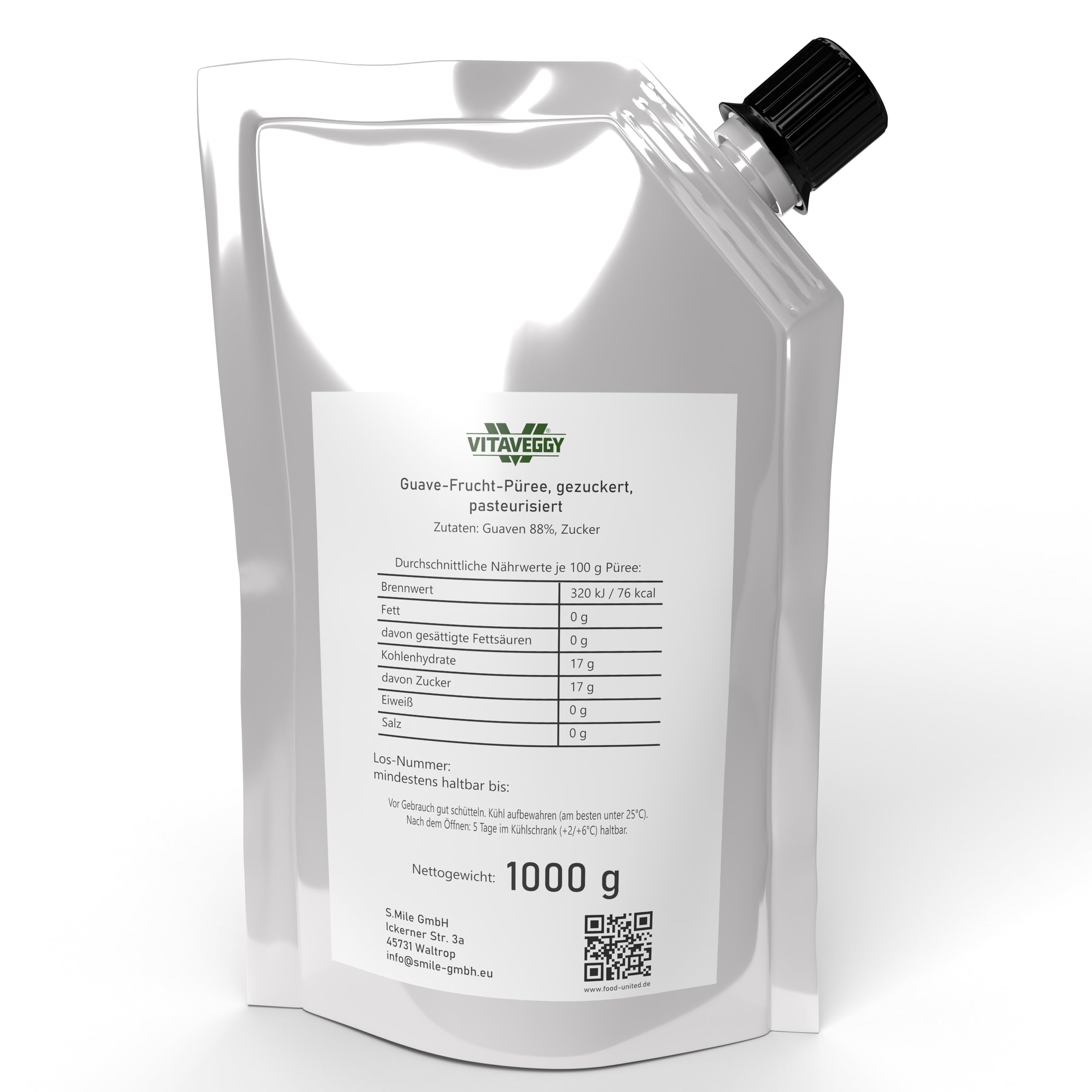 VITAVEGGY GUAVEN-PÜREE 1kg Fruchtpüree aus Guaven-Früchten von Food-United | guava-puree für Guavenssaft Guaven-Smoothie Guaven-Kuchenohne Aroma- und Konservierungsmittel (1)