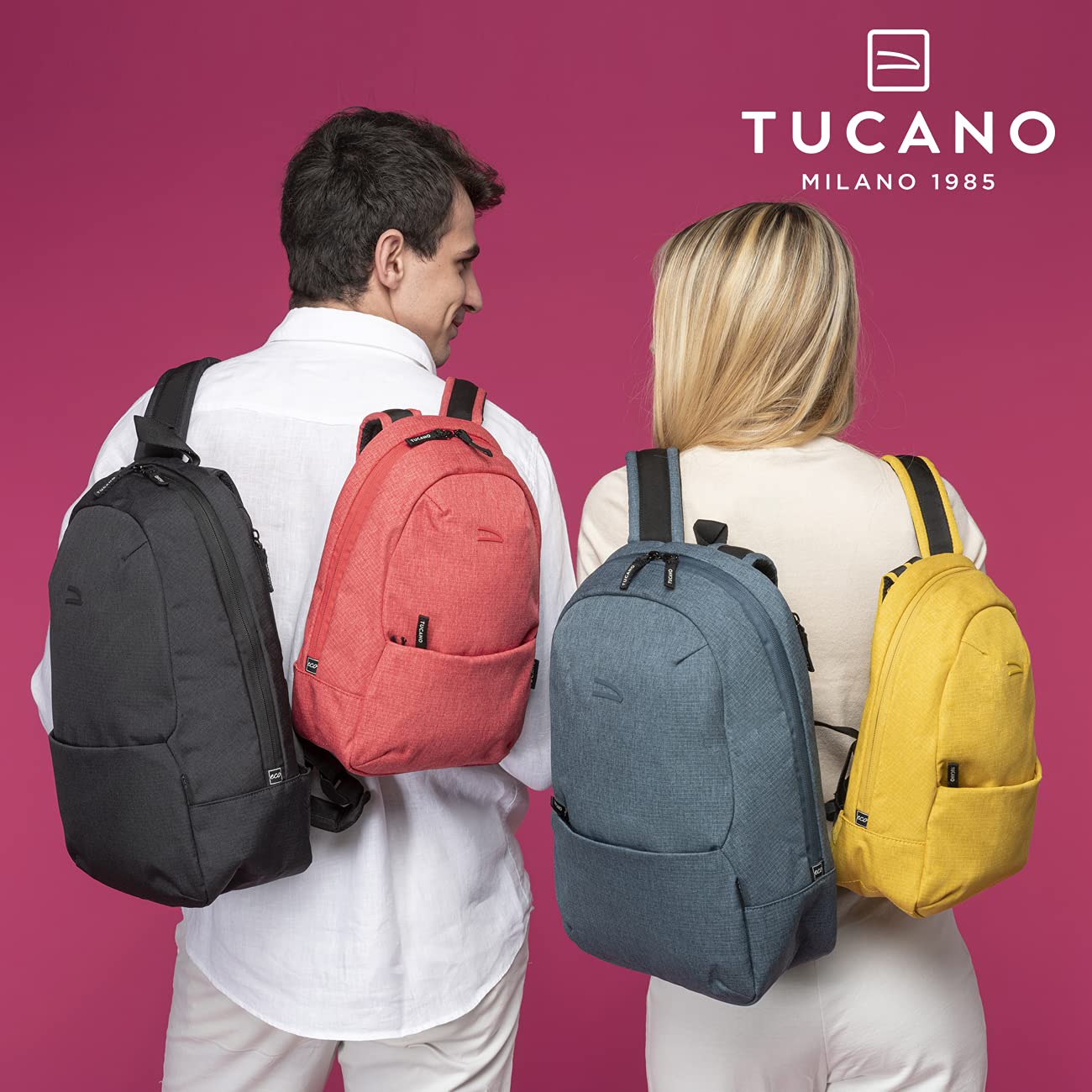 Tucano - Ted Zaino dal taglio sportivo, in materiale ottenuto dalla plastica riciclata, ideale per ufficio, università, viaggio e tempo libero