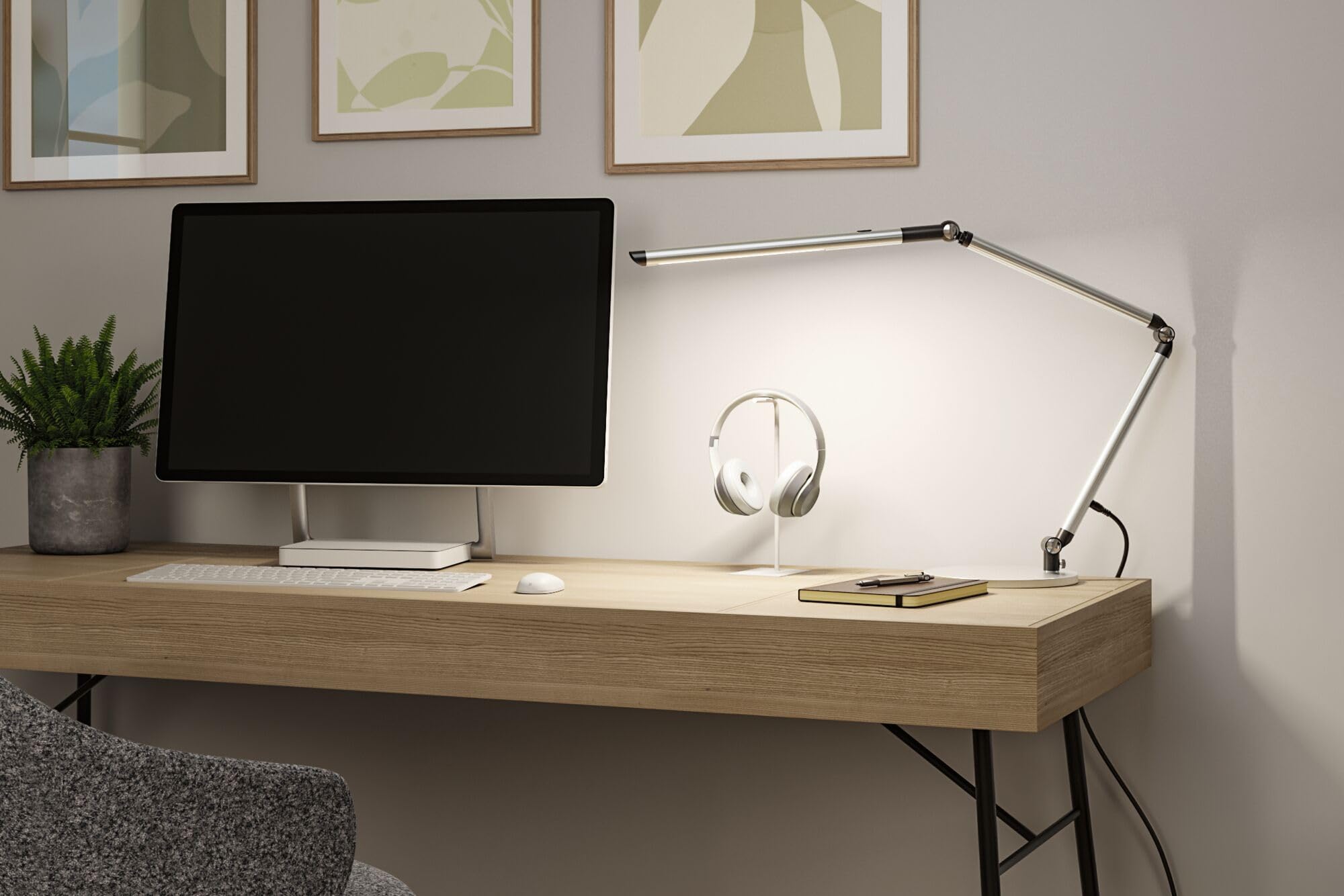 Paulmann 79562 Lampe de bureau LED 3-Step-Dim FlexBar White Switch 700lm 9,5W Argent mat