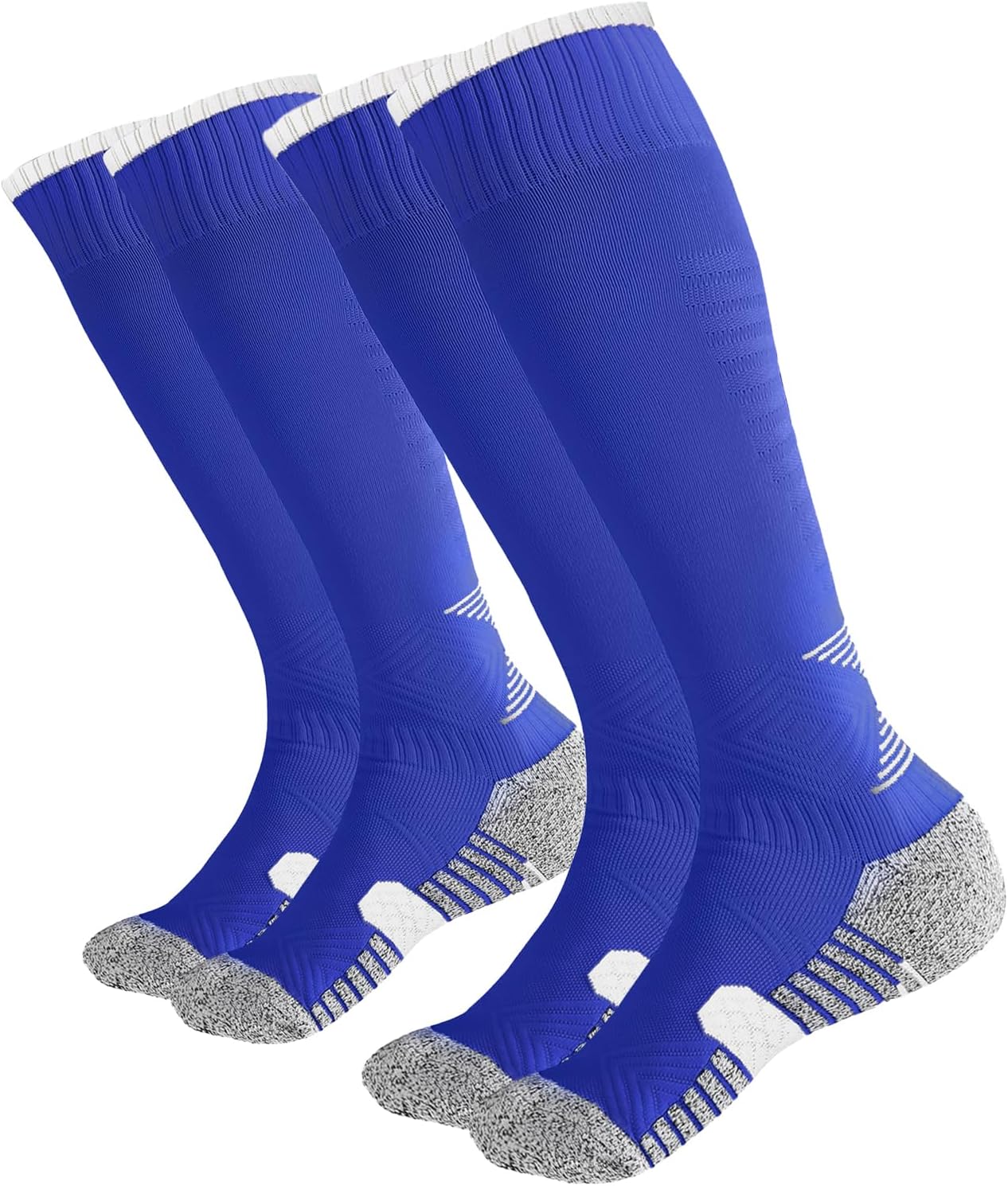YAGAXI Men's Baseball Soccer Softball Knee-High Socks - 2 Pairs Compression Multi-sport Tube Athletic Socks for Youth & Adult Medium Royal Blue