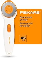 Fiskars 45mm Rotary Cutter for Fabric - Premium Steel Blade Cuts Multiple Layers, Ambidextrous Grip, Safe for Quilting & Crafts