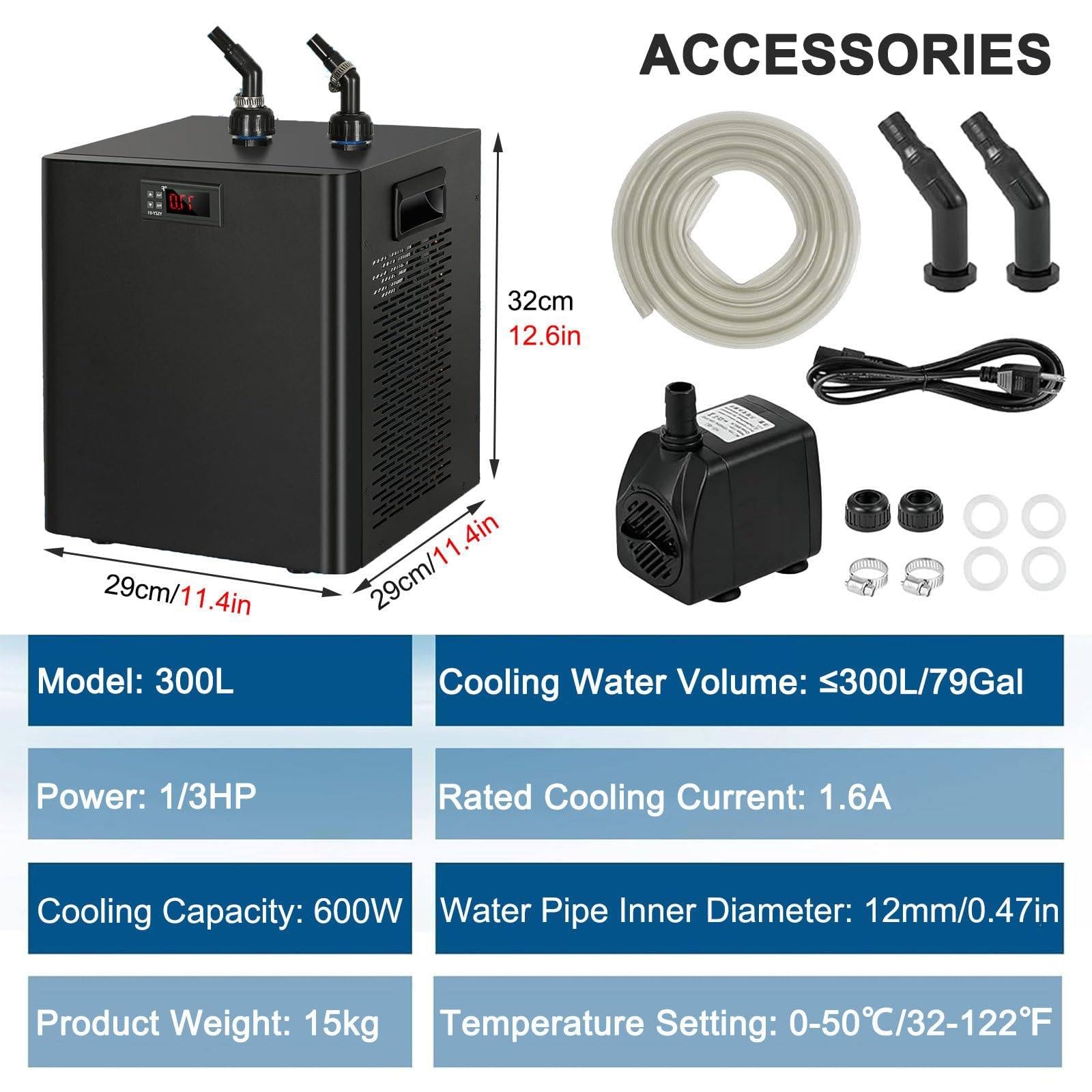Refroidisseur d'eau pour aquarium, refroidissement efficace pour réservoirs d'eau douce et d'eau salée, fonctionnement silencieux pour hydroponie et bains de glace